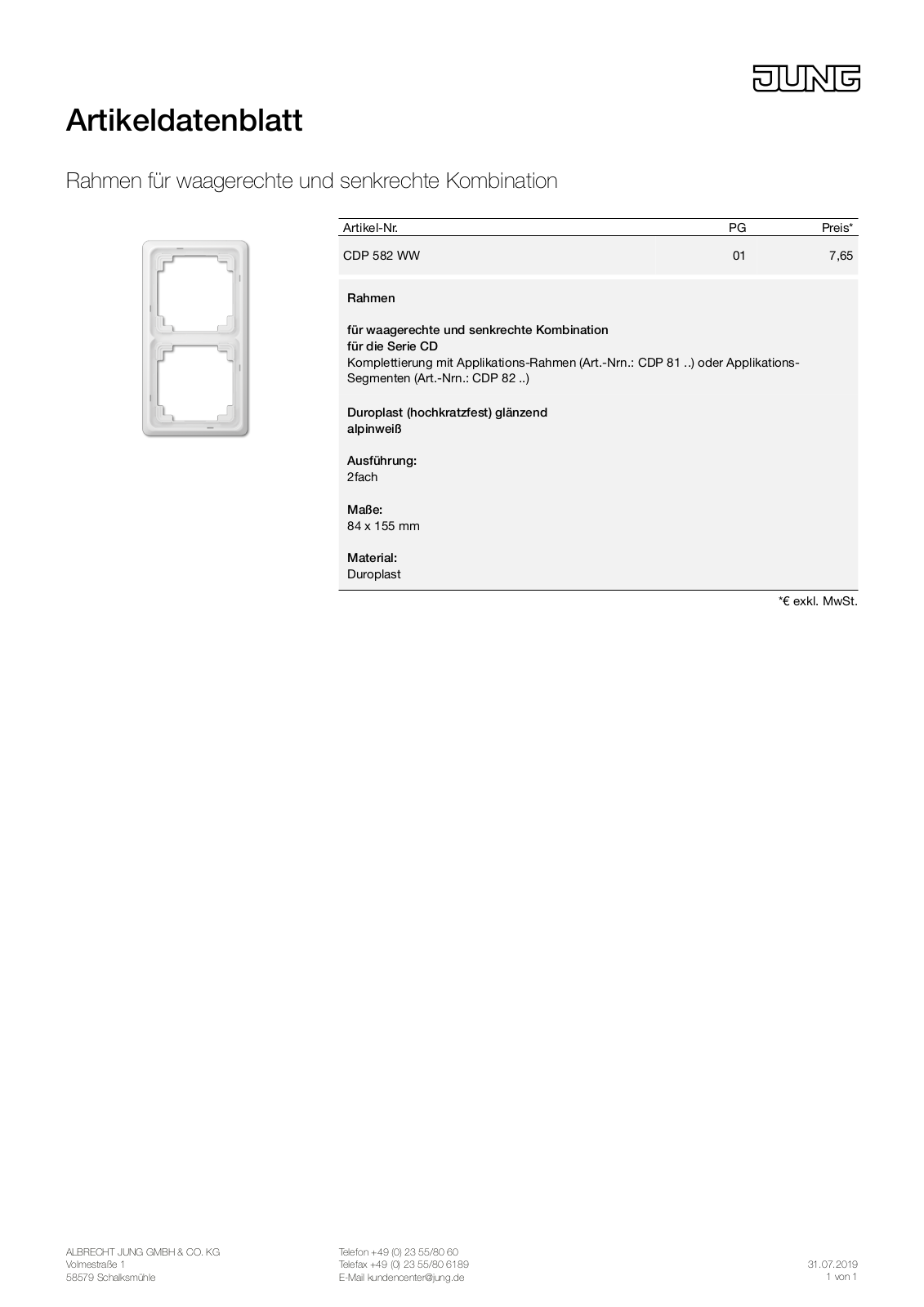 Jung CDP 582 WW User Manual