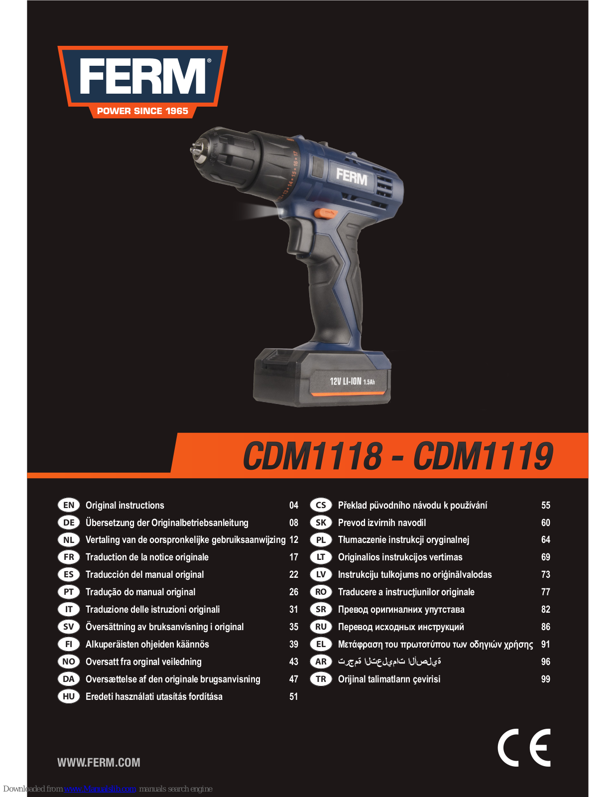 Ferm CDM1118, CDM1119 Original Instructions Manual