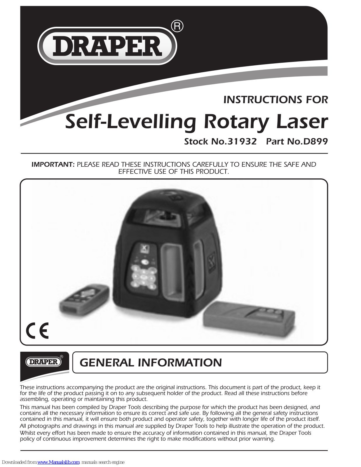 Draper D899 Instructions Manual - ManualMachine.com