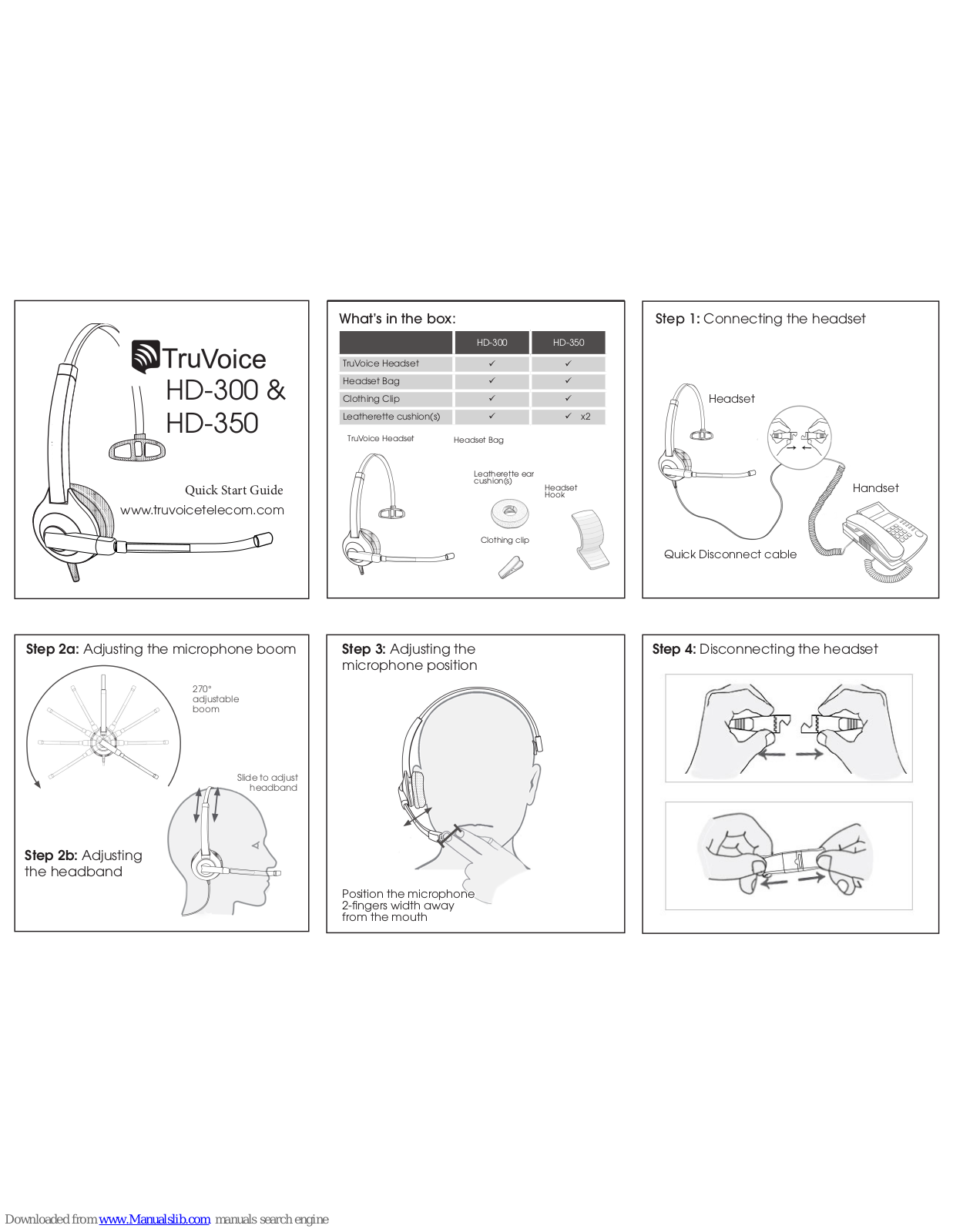 TruVoice HD-300, HD-350 Quick Start Manual