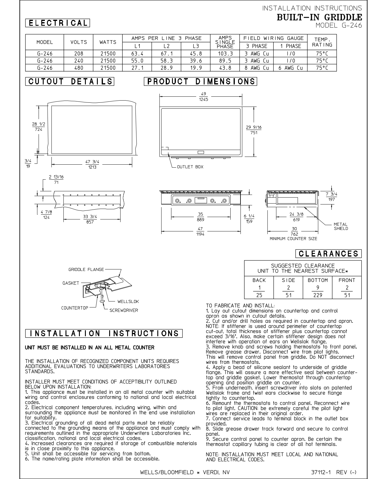 Wells G-246 Installation  Manual