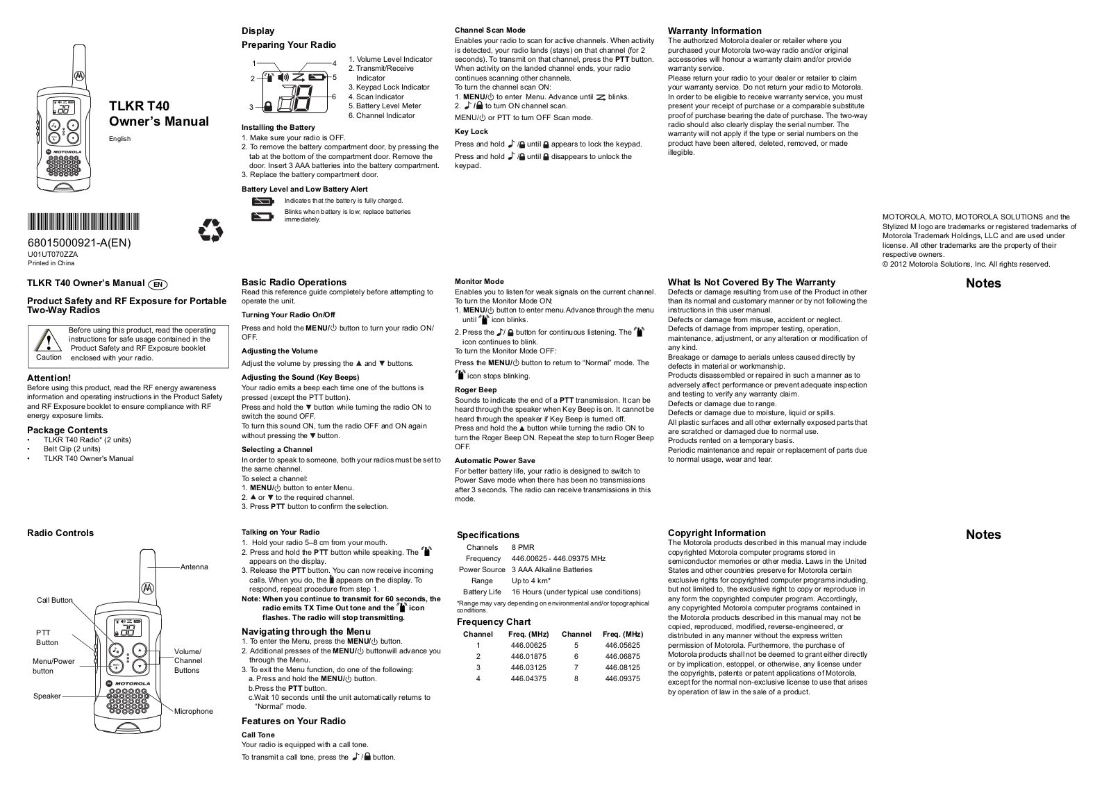 Motorola TLKR T40 User Manual