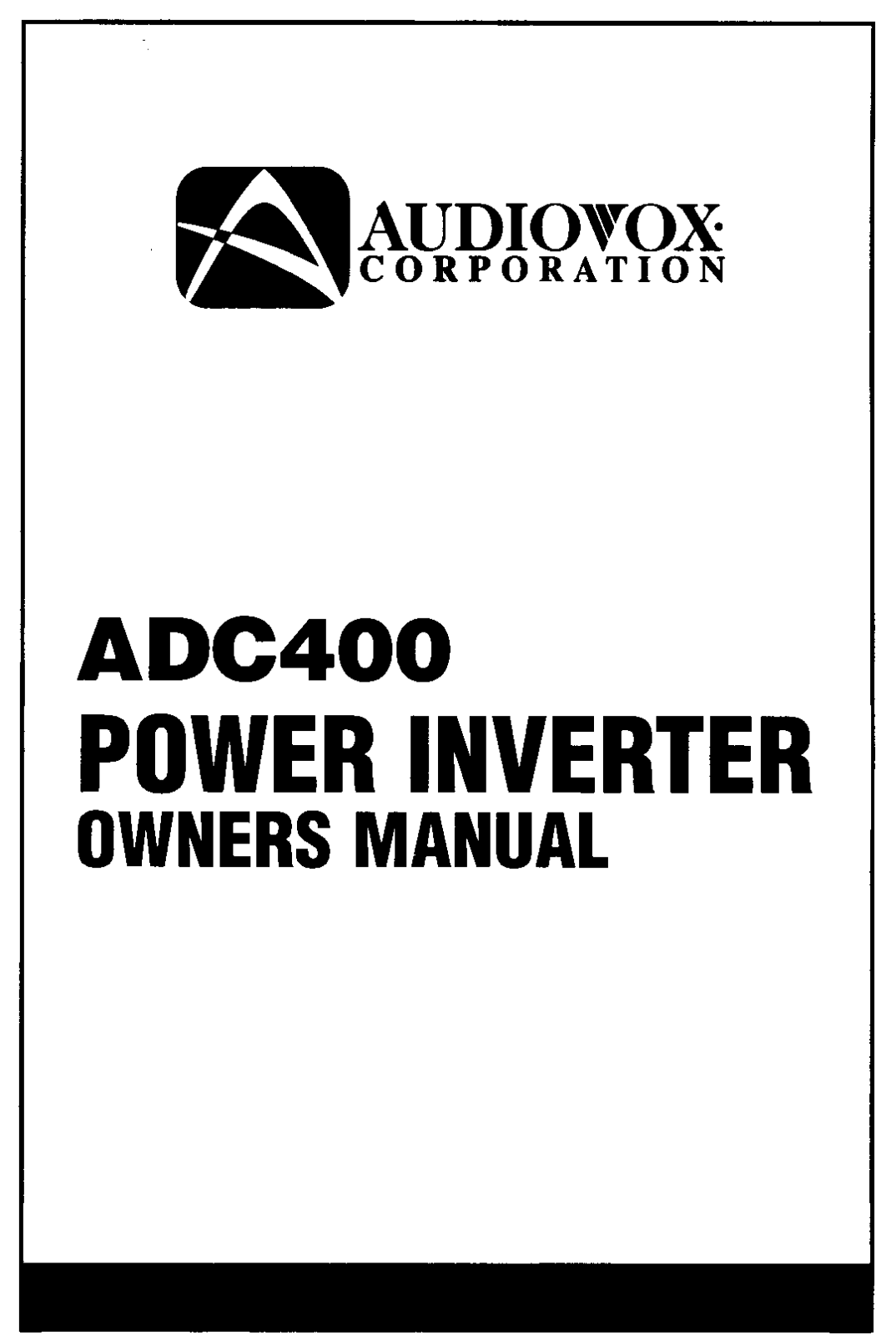 Audiovox ADC400 User Manual