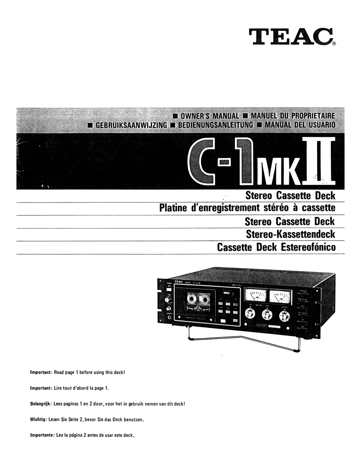 TEAC C-1 Mk2 Owners manual