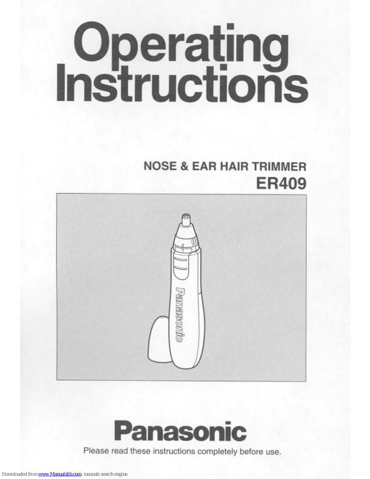 Panasonic ER409SC, ER409 Operating Instructions Manual