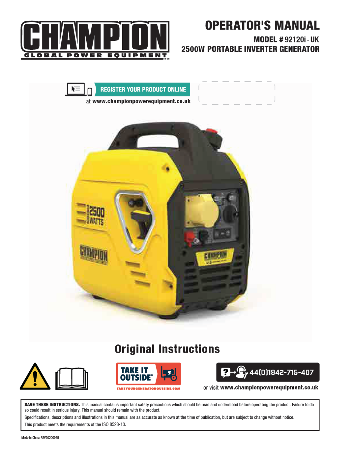 Champion 92120i User guide - ManualMachine.com