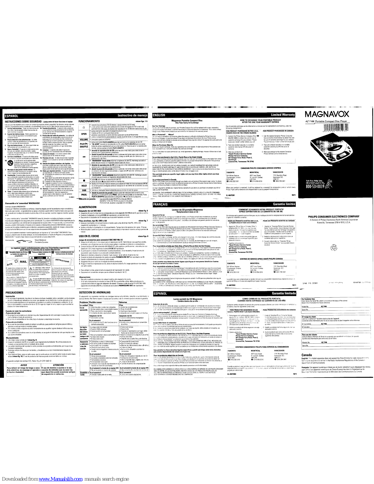 Magnavox AZ 7186 Operating Instructions Manual