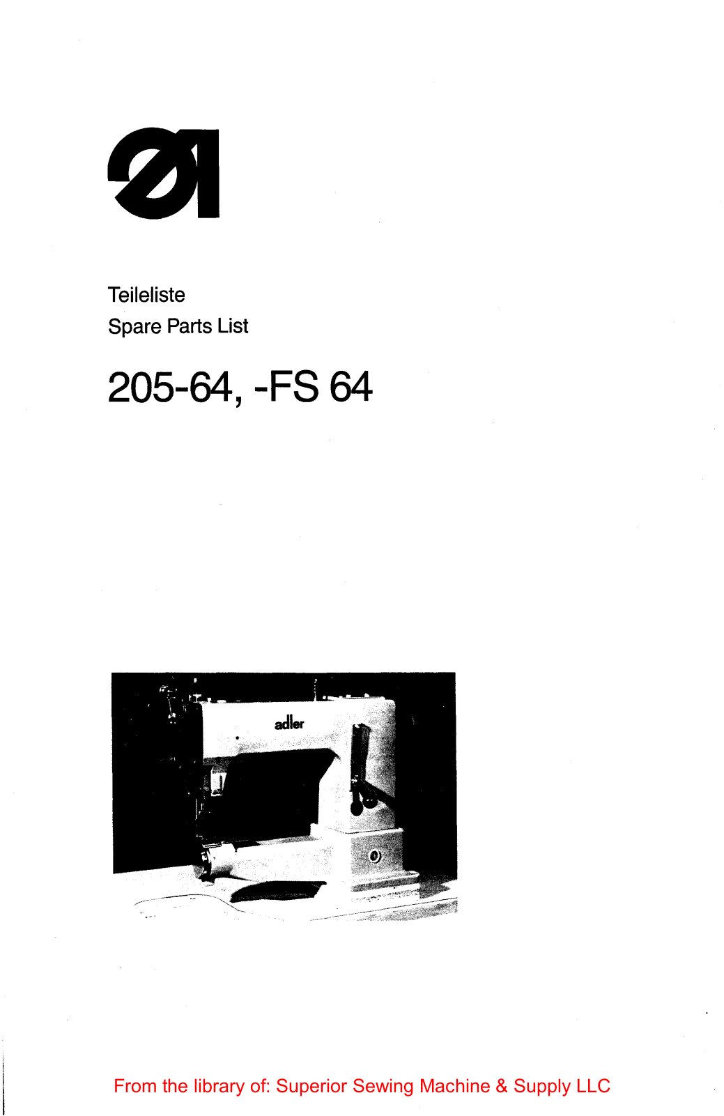 Adler 205-64, 205-FS64 User Manual - ManualMachine.com