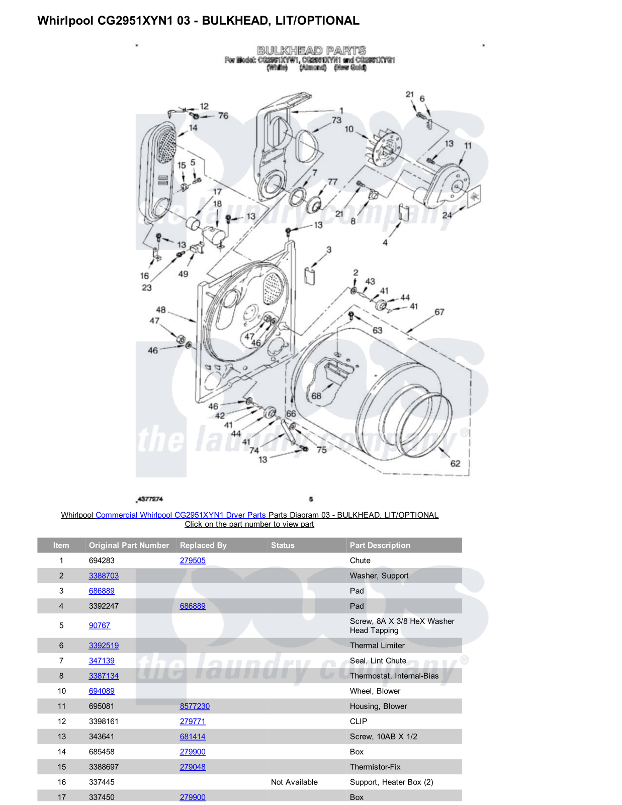 Whirlpool CG2951XYN1 Parts Diagram