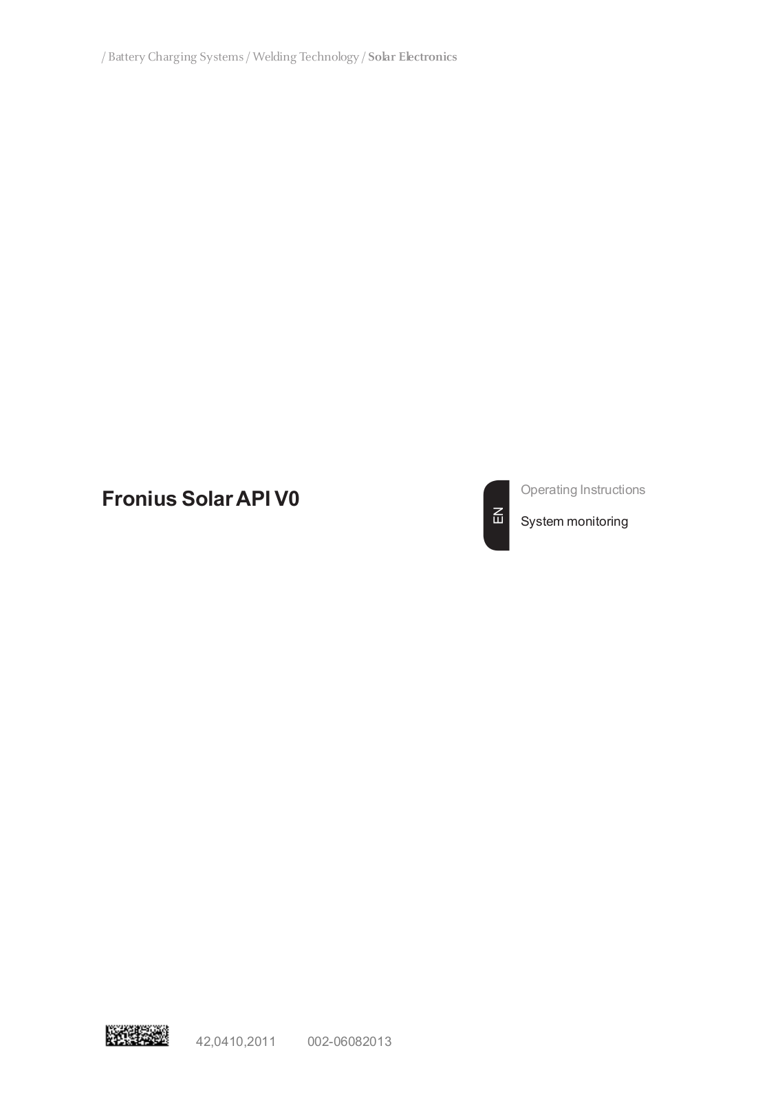 Fronius Fronius Solar API V0 Operating Instruction