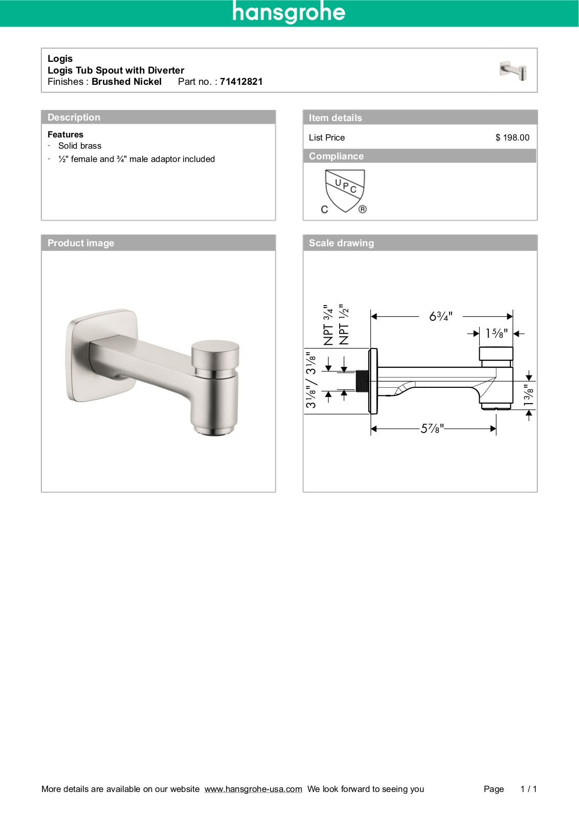 Hansgrohe HAN3907 Specifications - ManualMachine.com