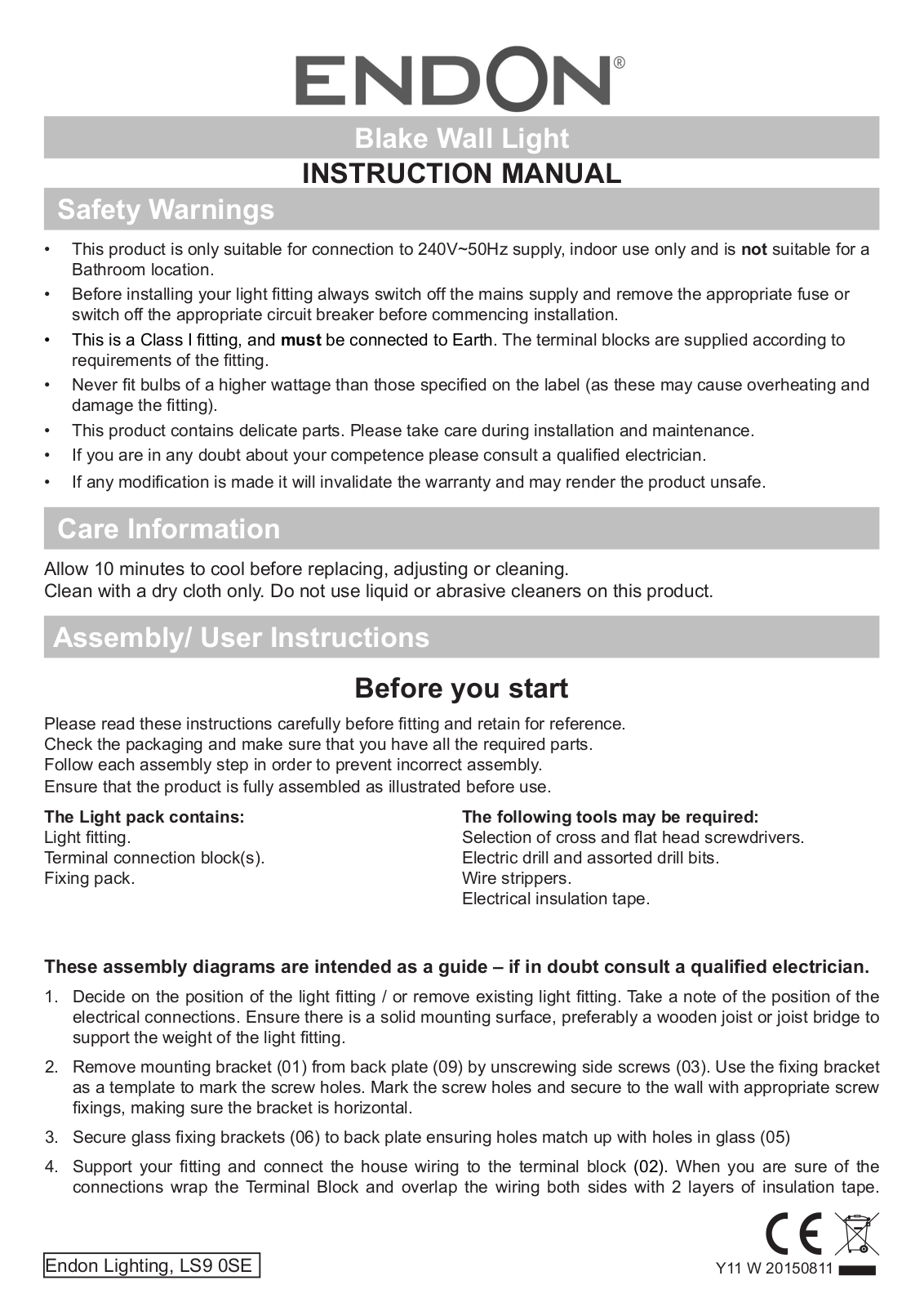 Endon Lighting 143-WB User Manual - ManualMachine.com