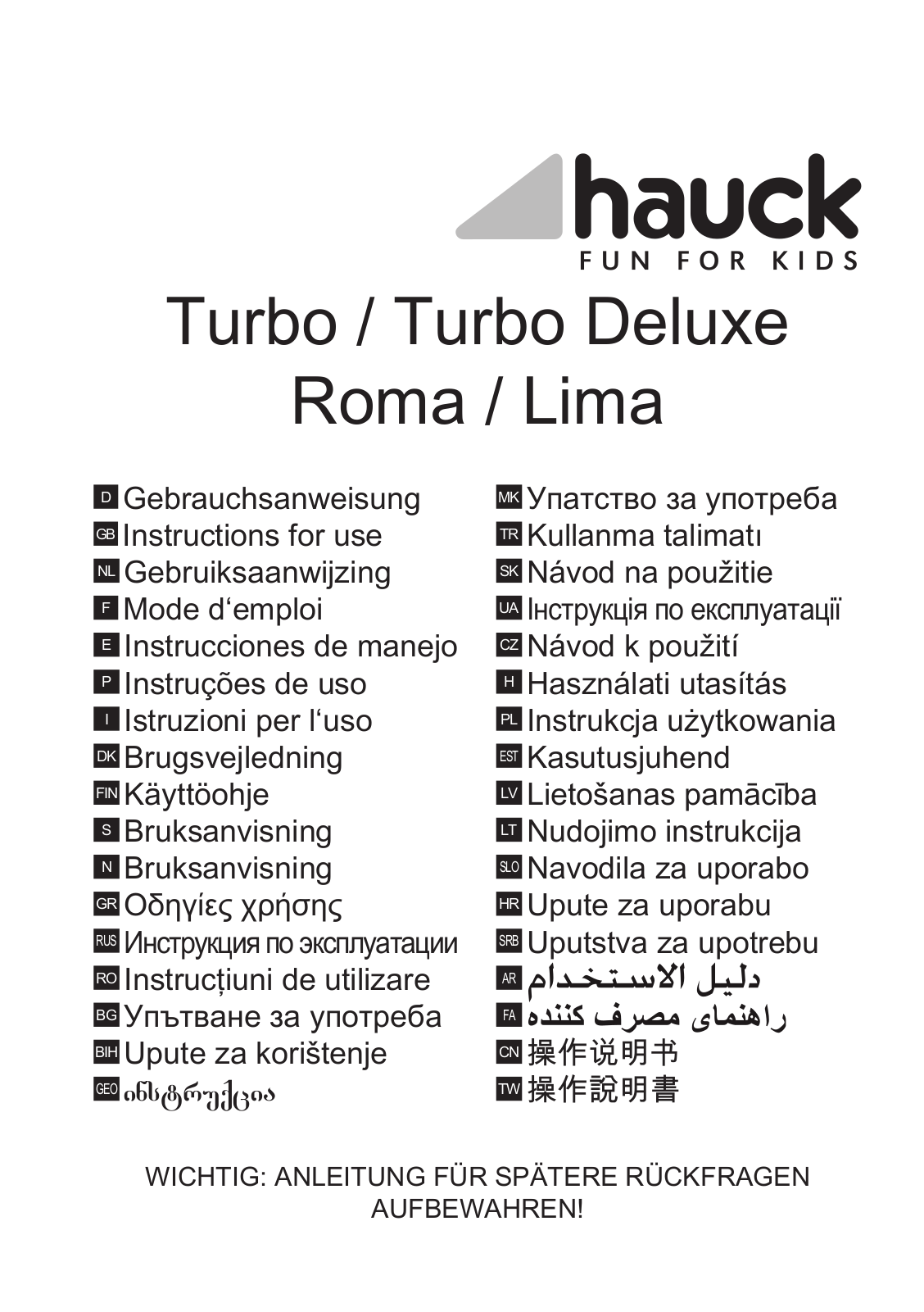 Hauck Roma, Lima User Manual