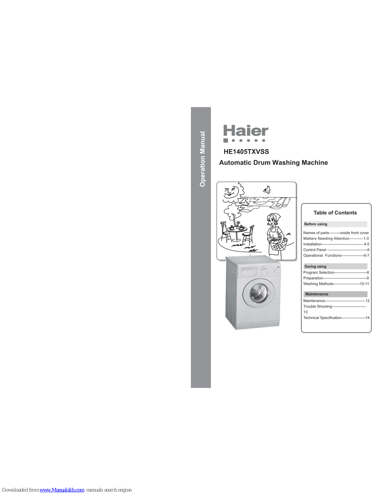 Haier HE1405TXVSS Operation Manual