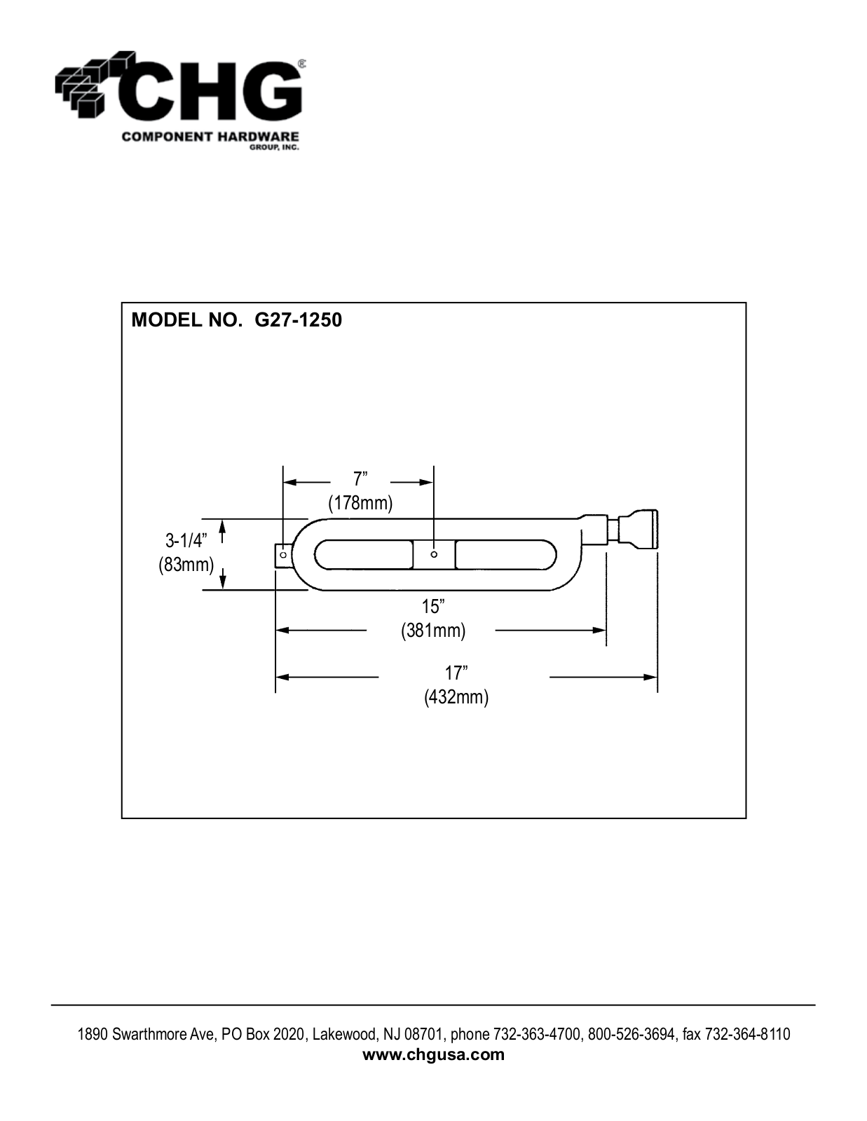 Component Hardware G27-1250 User Manual