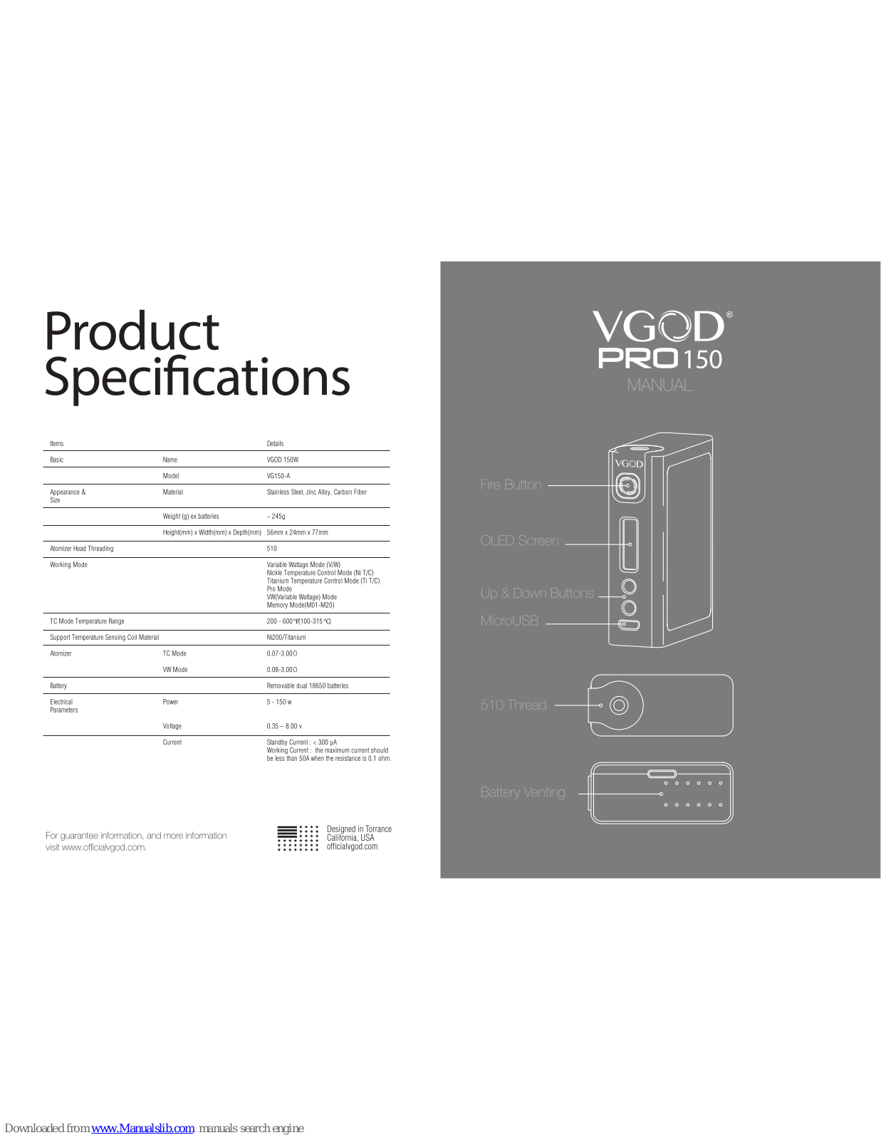 VGOD PRO 150 User Manual