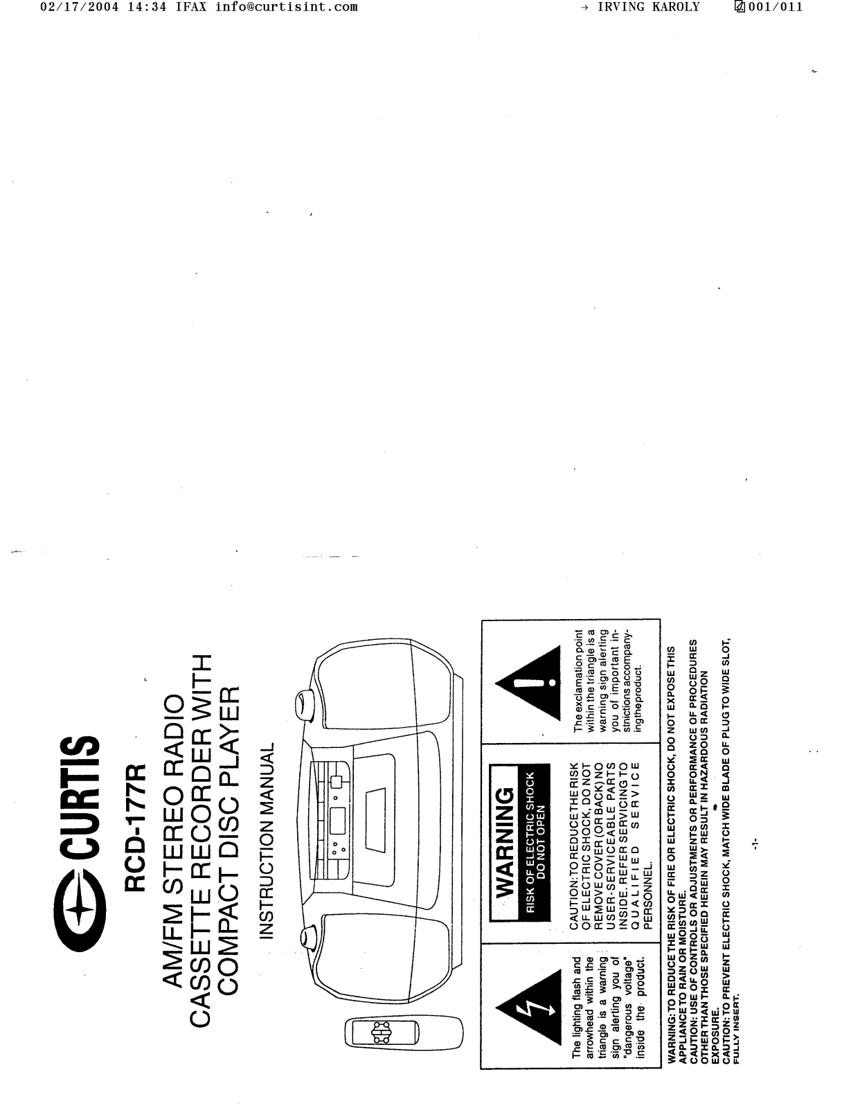 CURTIS RCD177 User Manual