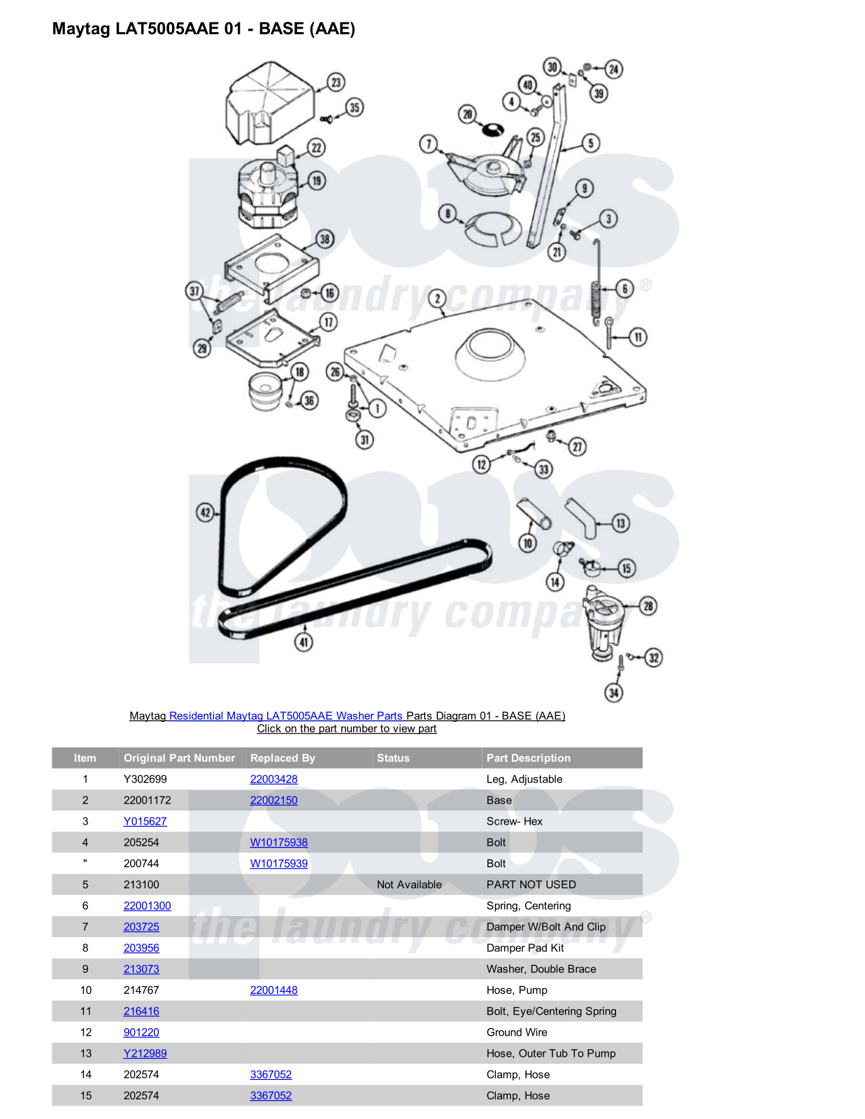 Maytag LAT5005AAE Parts Diagram