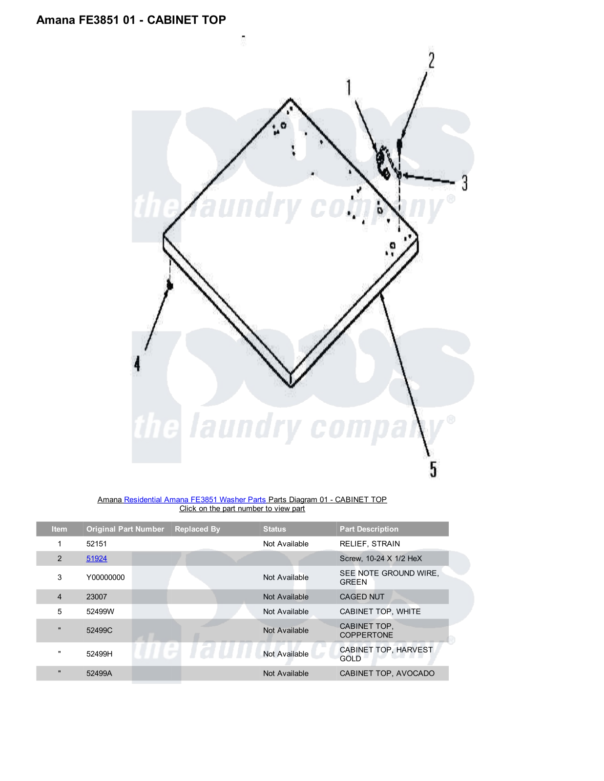 Amana FE3851 Parts Diagram