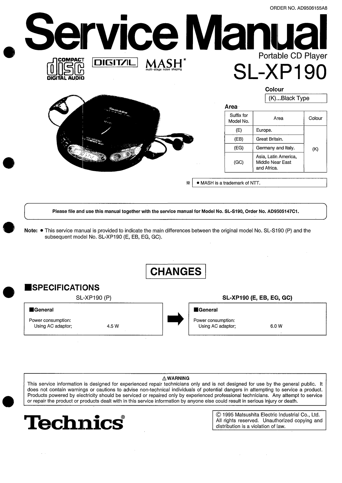 Technics SLXP-190 Service manual