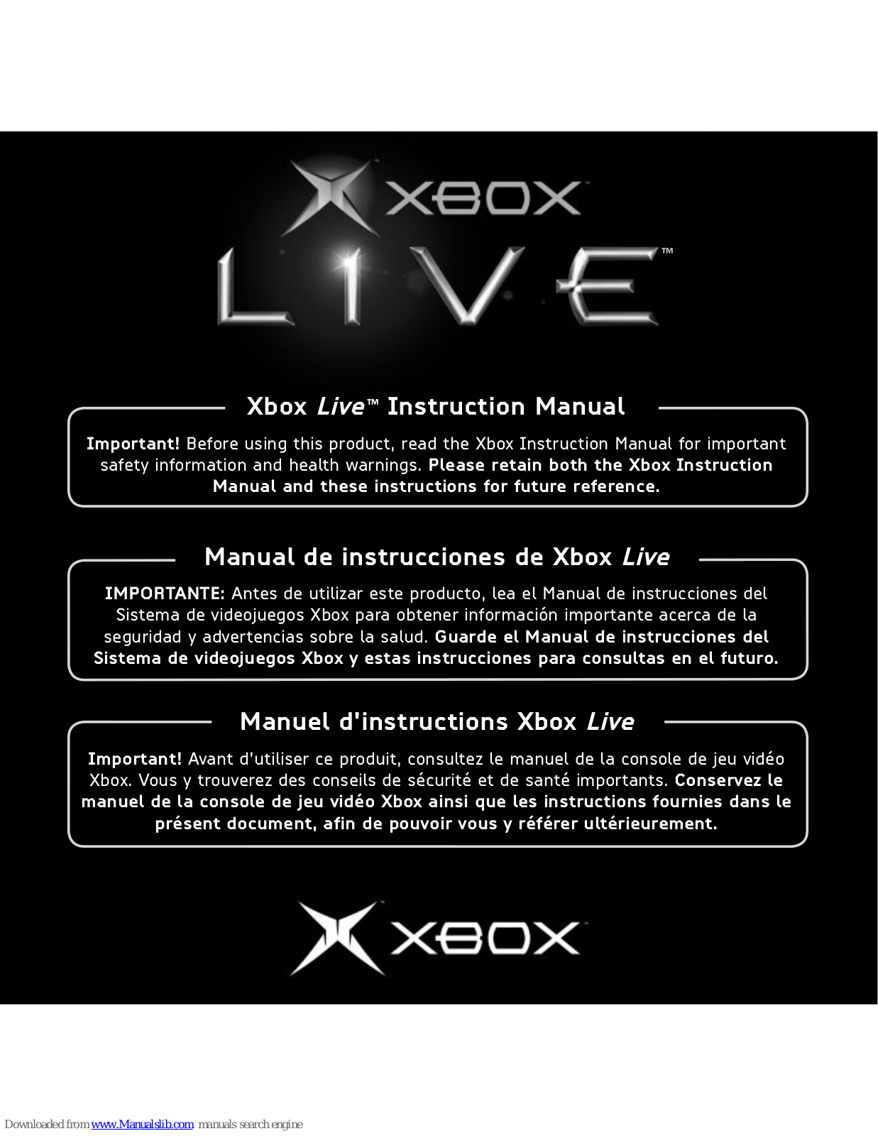 Microsoft Live, Xbox Live Instruction Manual