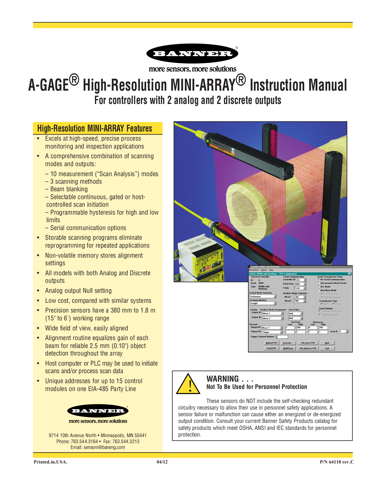 Banner A-GAGE High-Resolution MINI-ARRAY User Manual