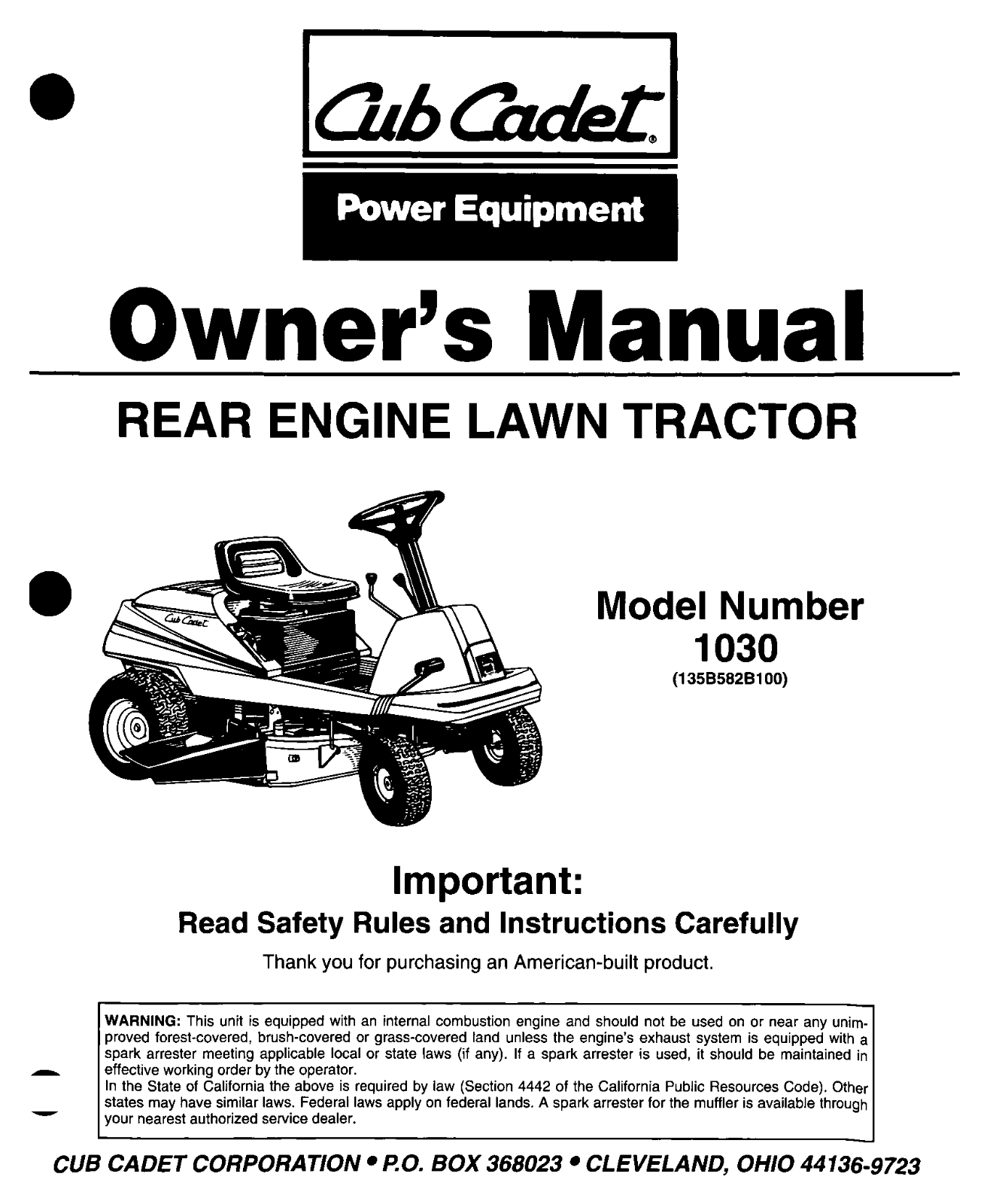 Mtd 1030 owners guide