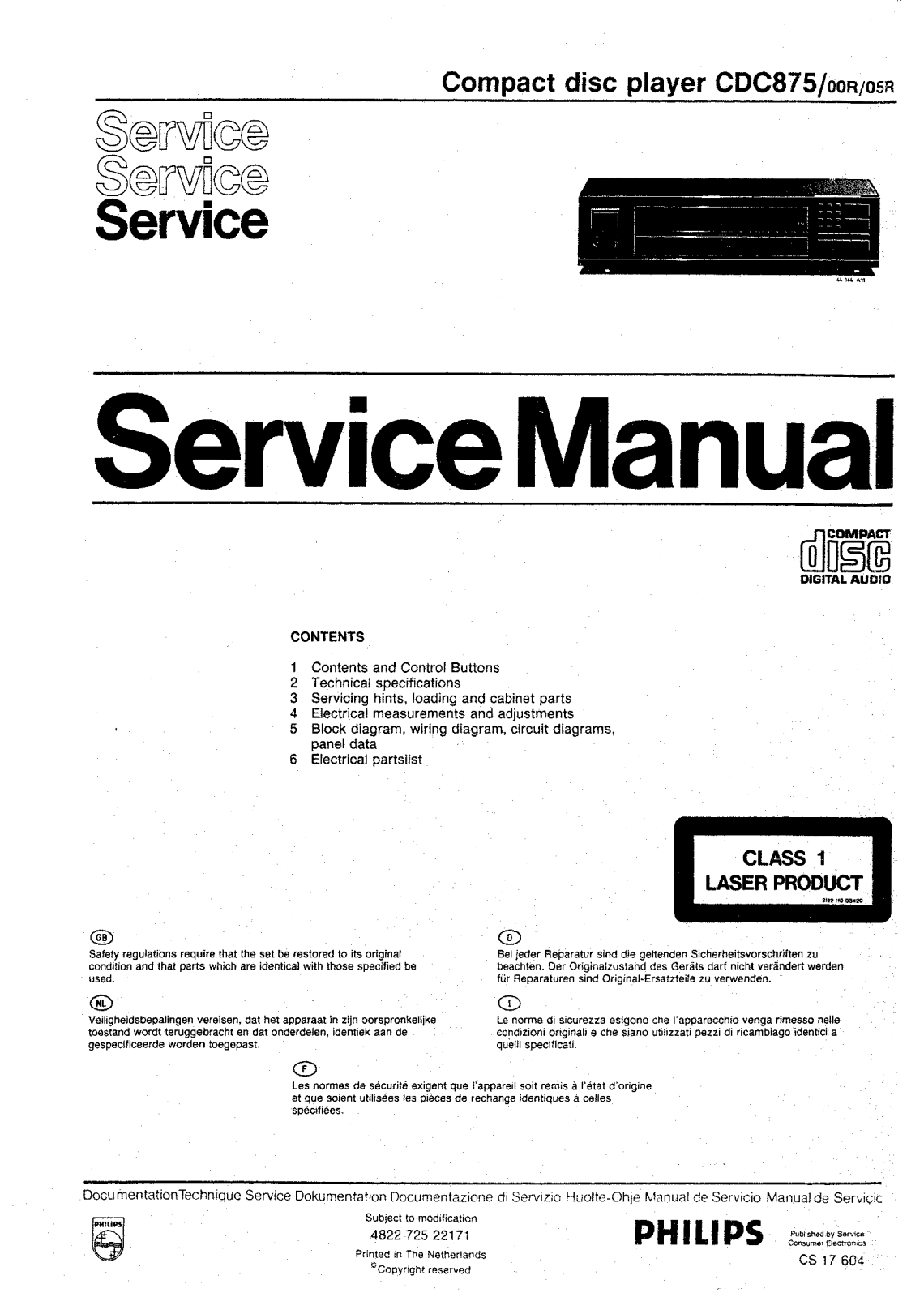 Philips CDC-875 Service manual