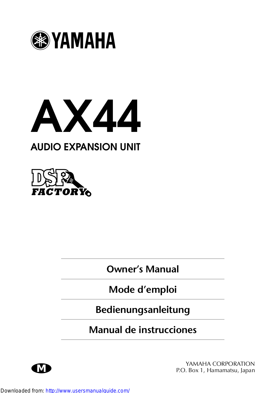 Yamaha Audio AX44 User Manual