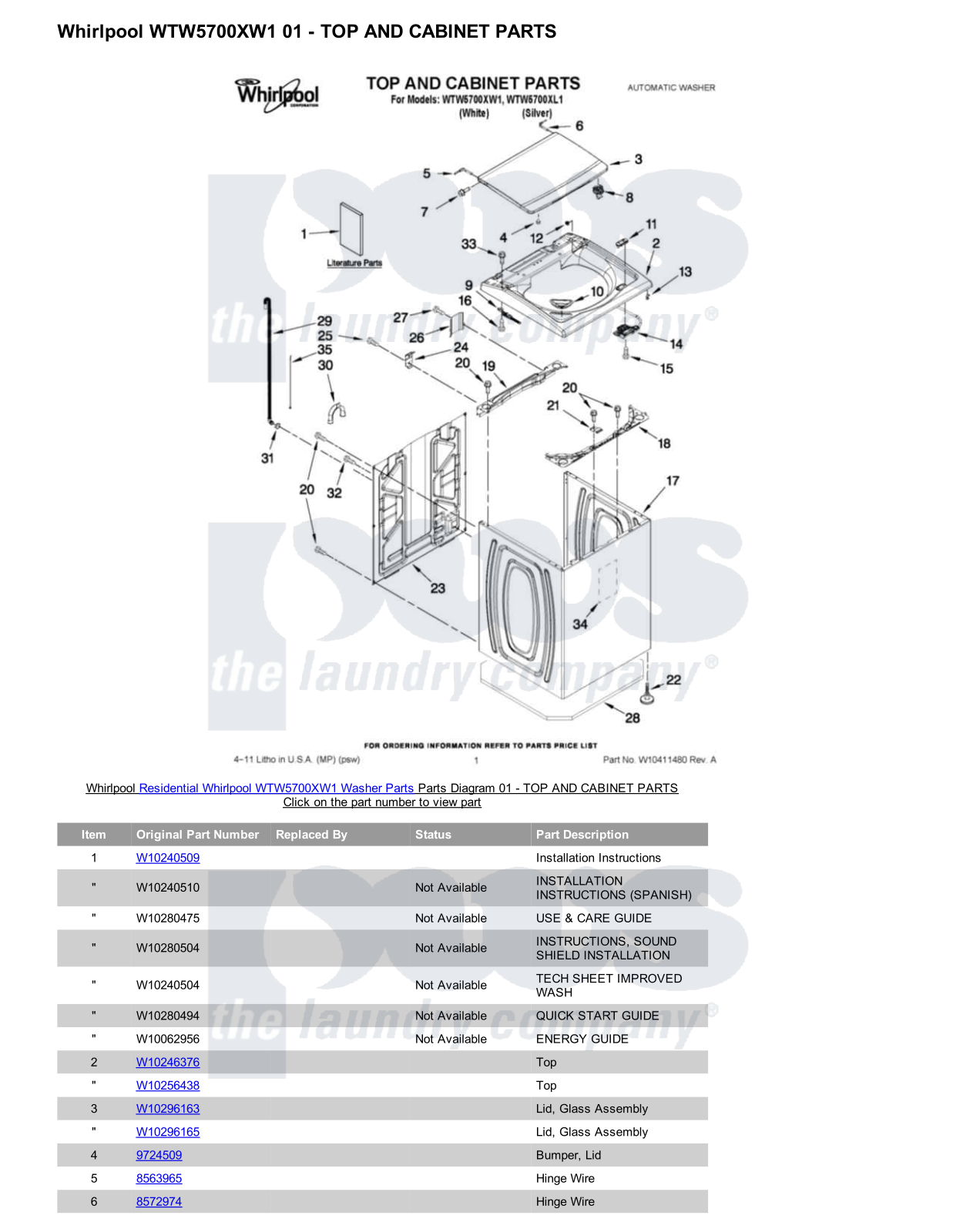 Whirlpool WTW5700XW1 Parts Diagram