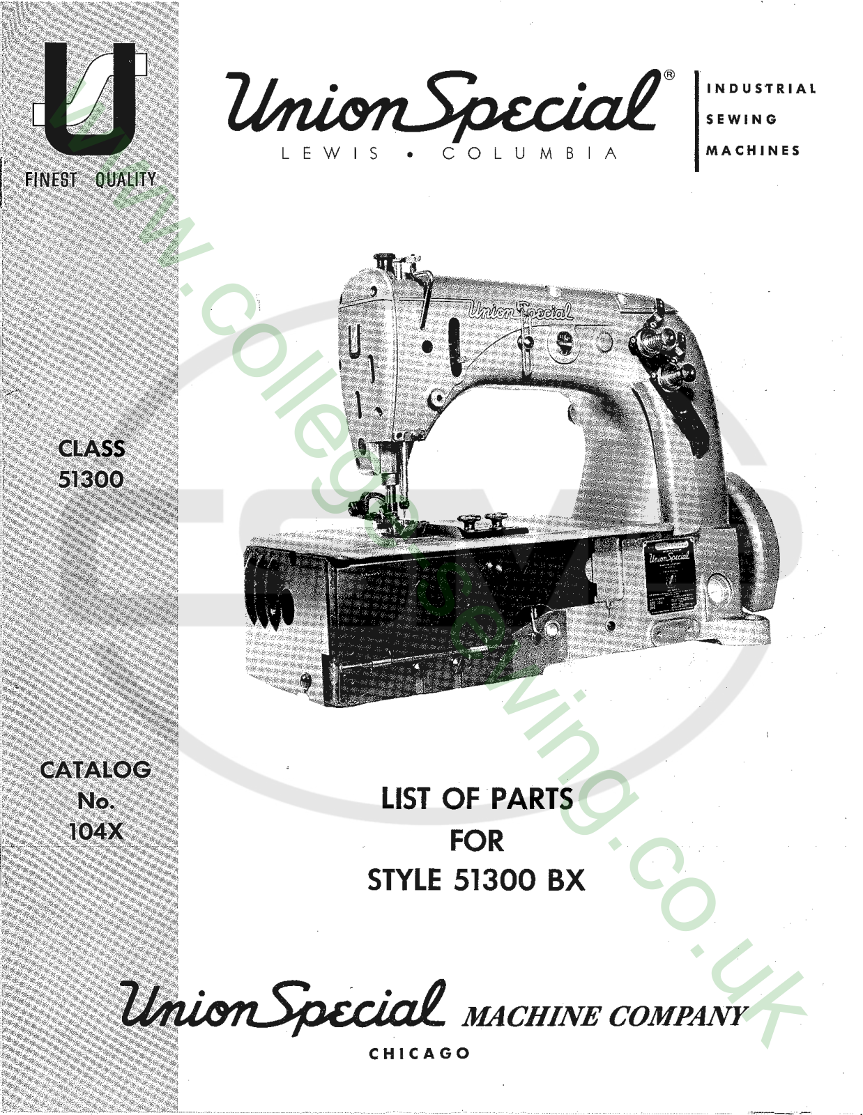 Union Special 104X Parts Book