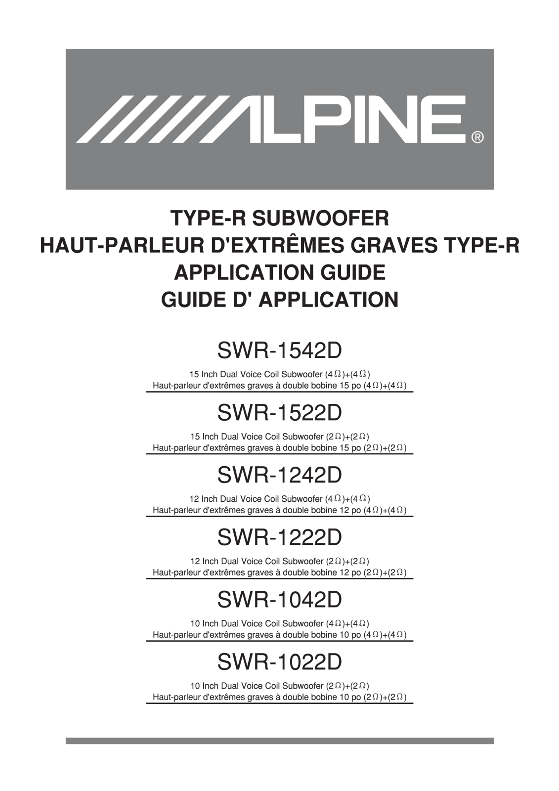 Alpine SWR-1522D User Manual