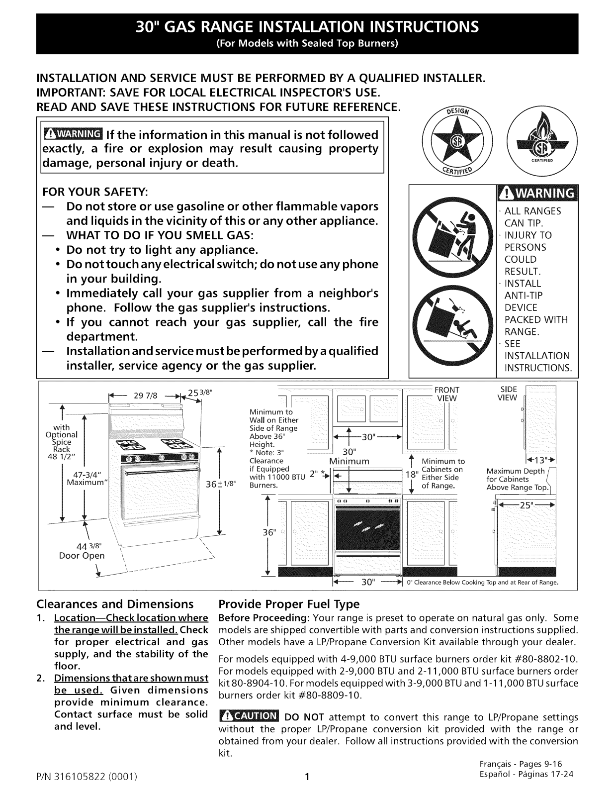 Frigidaire FGF379WECR, FGF379WECS Installation Guide - ManualMachine.com