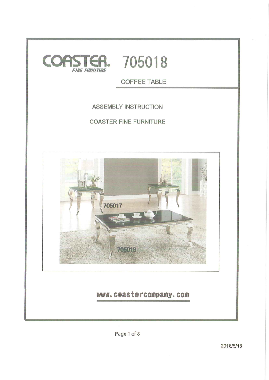 Coaster 705018 Assembly Guide - ManualMachine.com