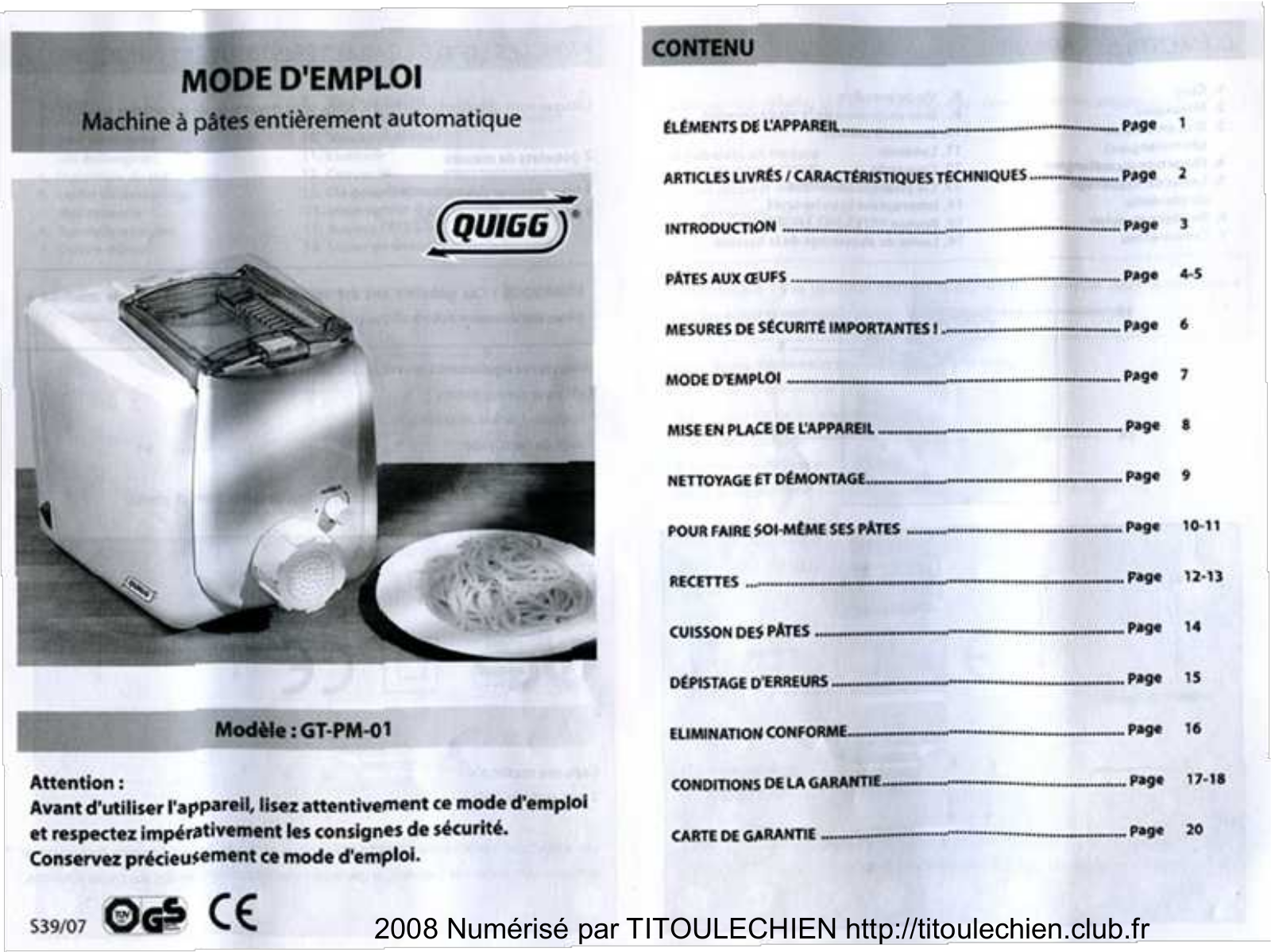 QUIGG GT-PM-01 User Manual