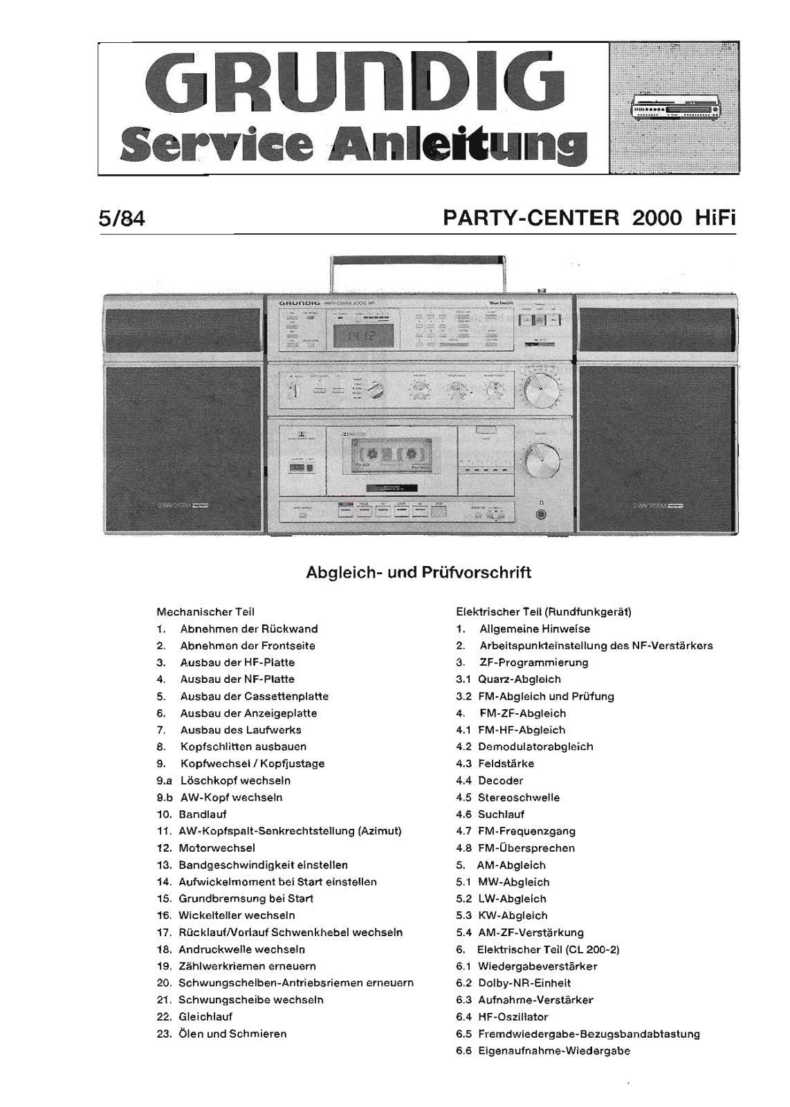 Grundig MV-4-Party-Center-2000 Service Manual