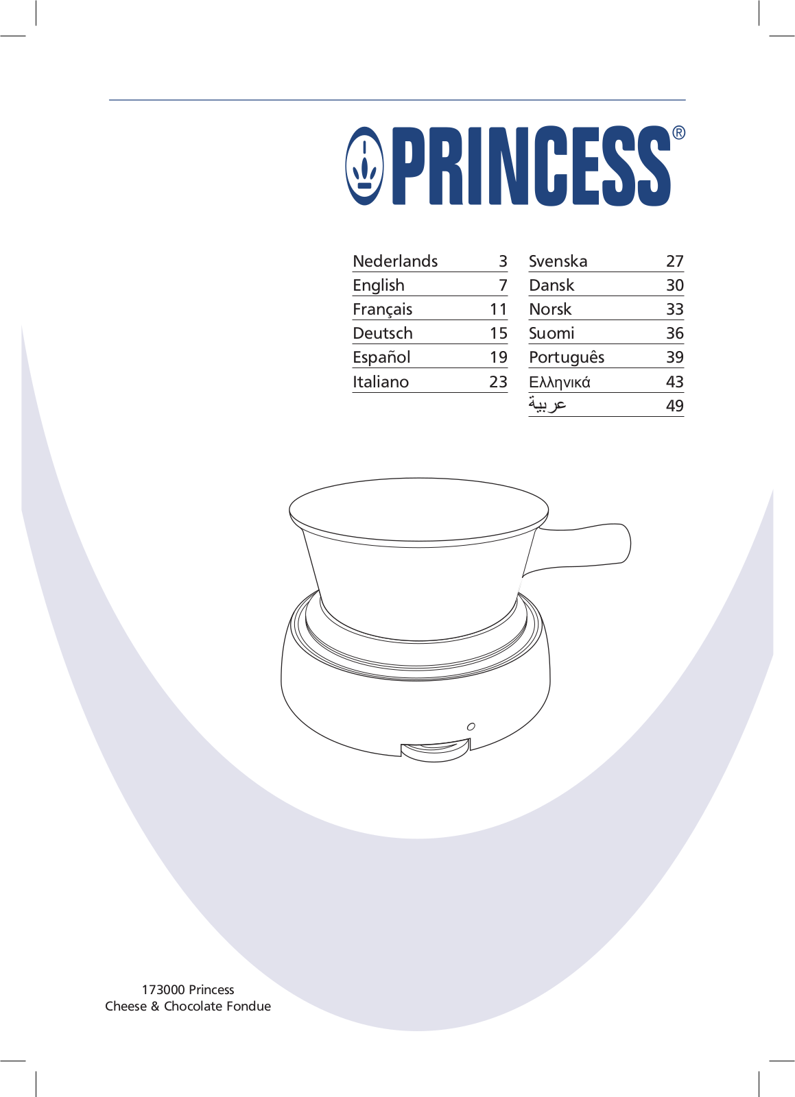 Princess 173000 Cheese and Chocolate User Manual