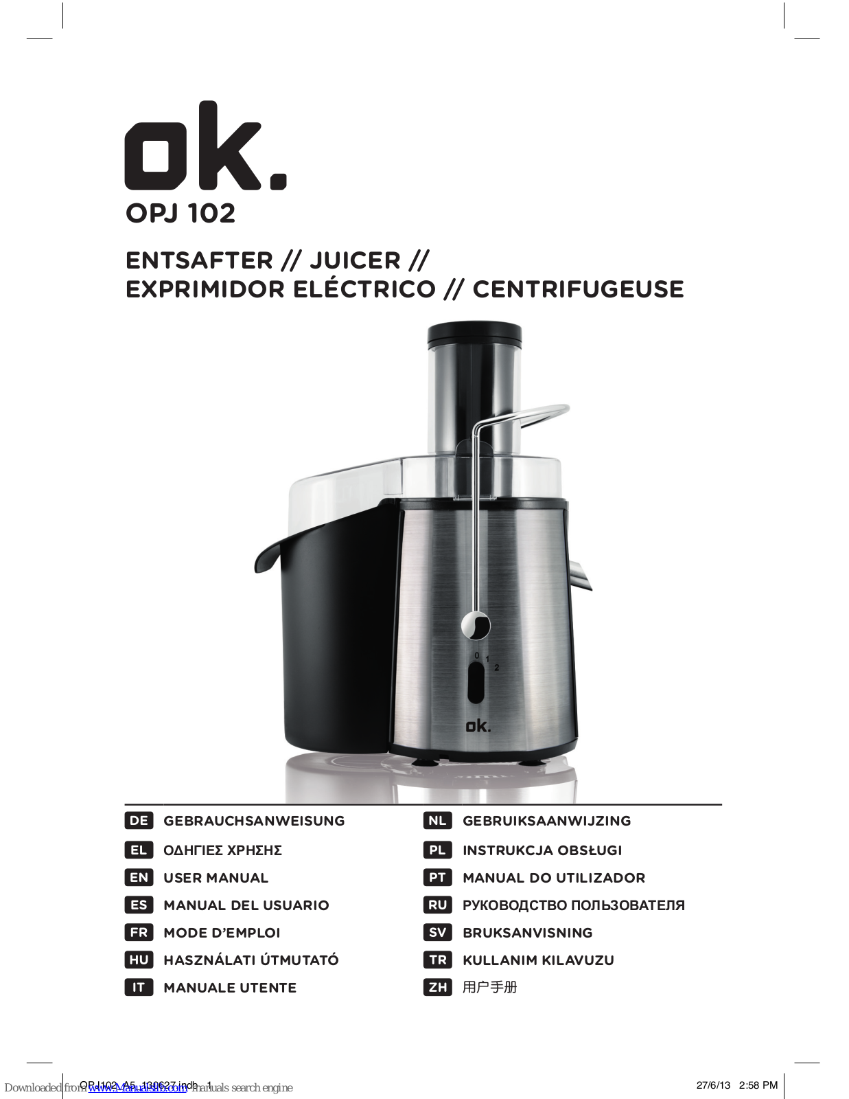 OK. OPJ 102 User Manual - ManualMachine.com