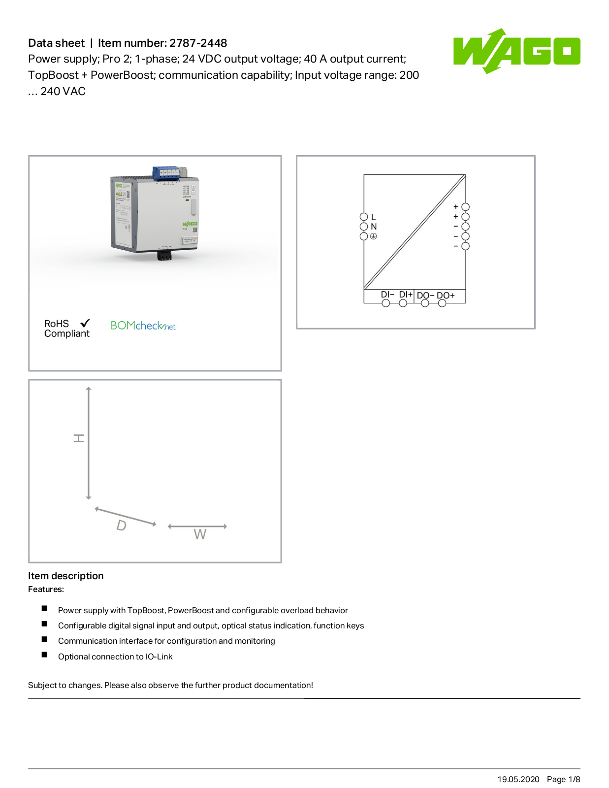 Wago 2787-2448 Data Sheet