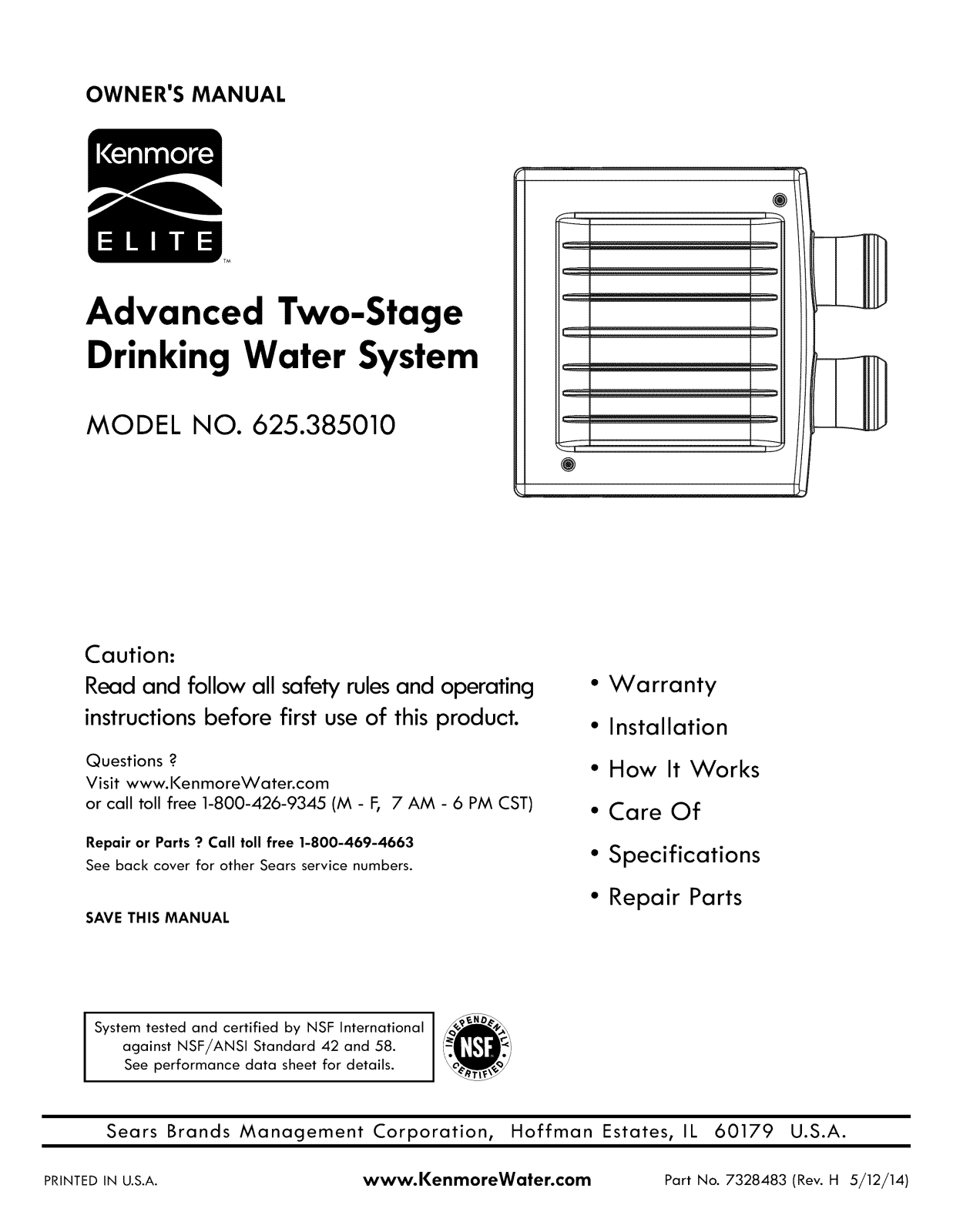 Kenmore Elite 625385010 Owner’s Manual