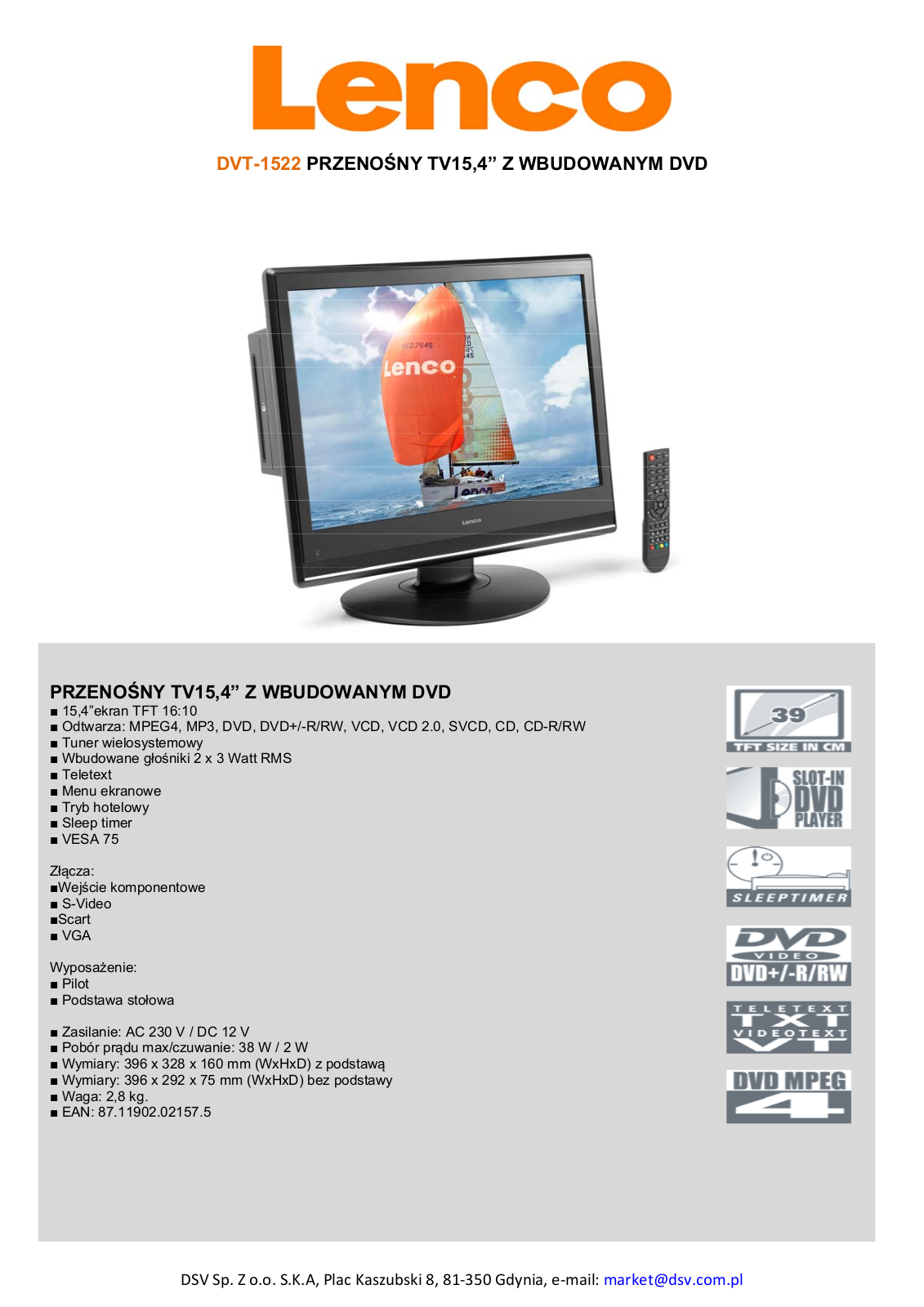 Lenco DVT-1522 BROCHURE