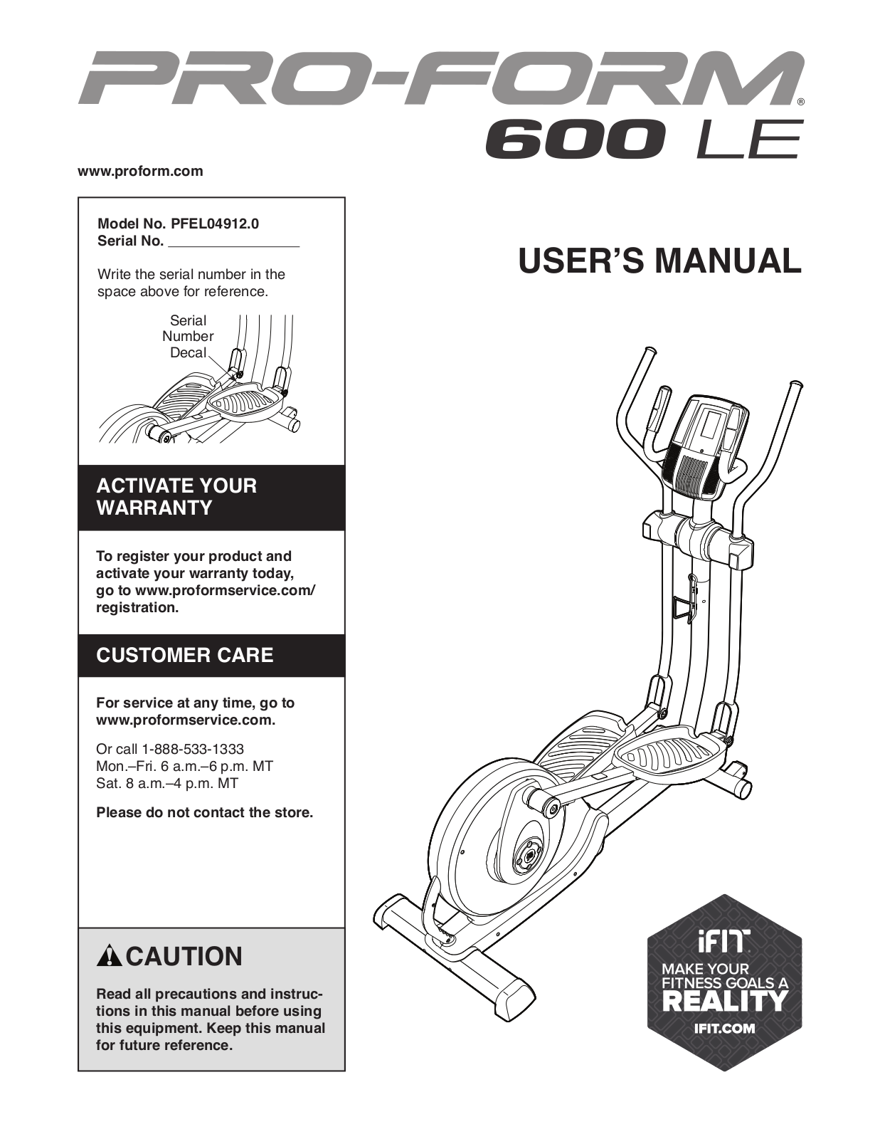 ProForm PFEL049120 User Manual