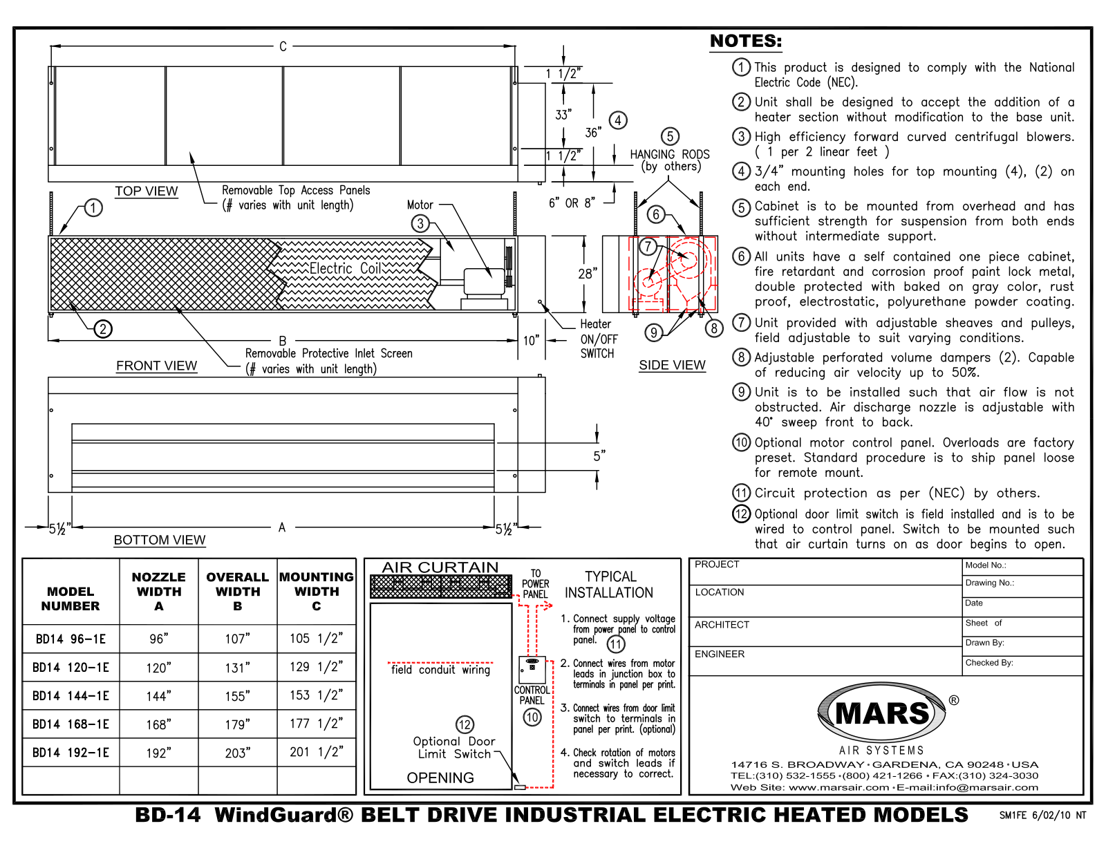 Mars Air BD14 120-1E User Manual