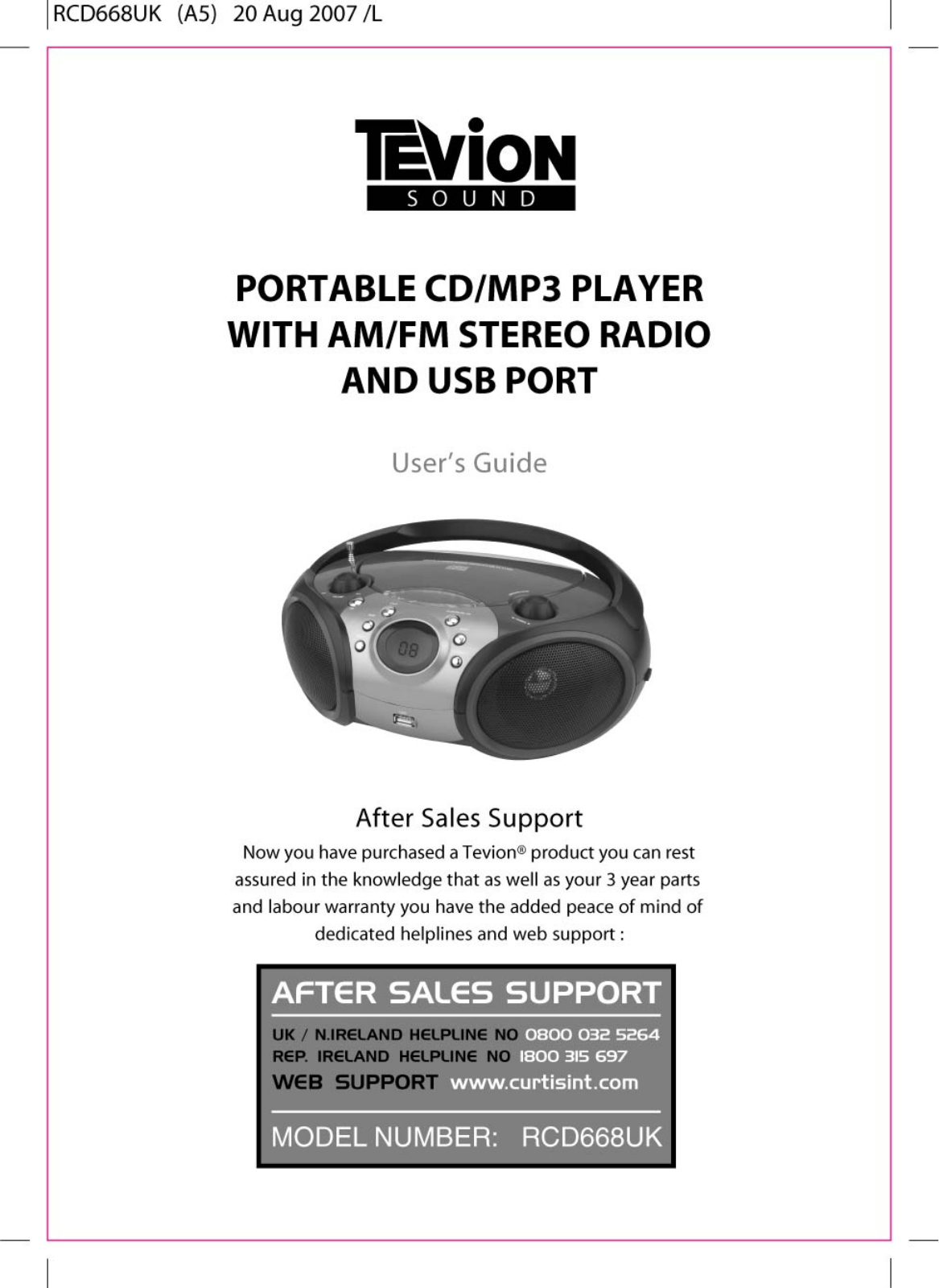 CURTIS RCD668UK User Manual