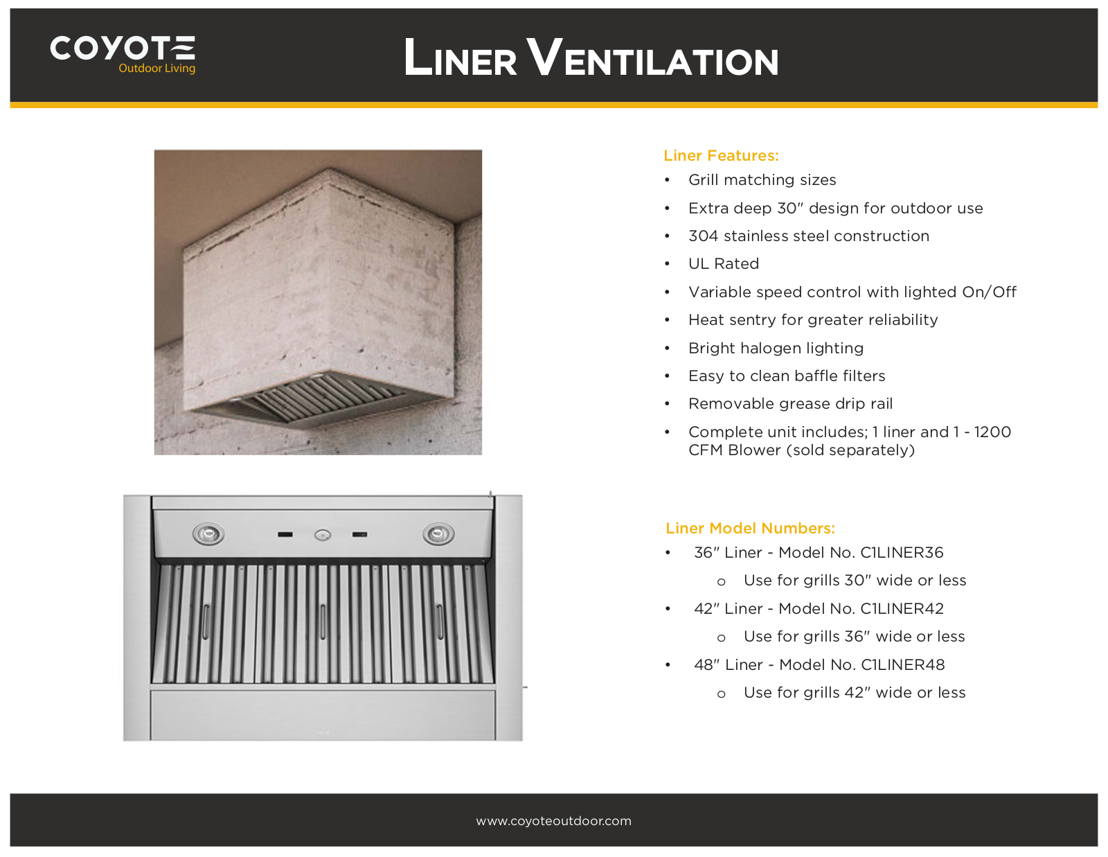 Coyote C1LINER48 Specifications