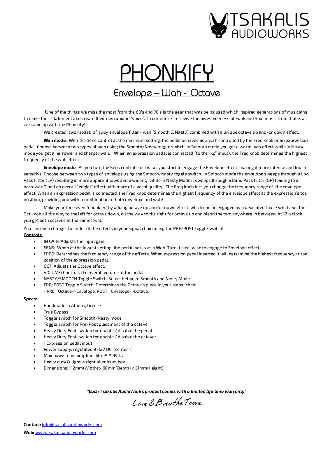 Tsakalis AudioWorks Phonkify User guide - ManualMachine.com