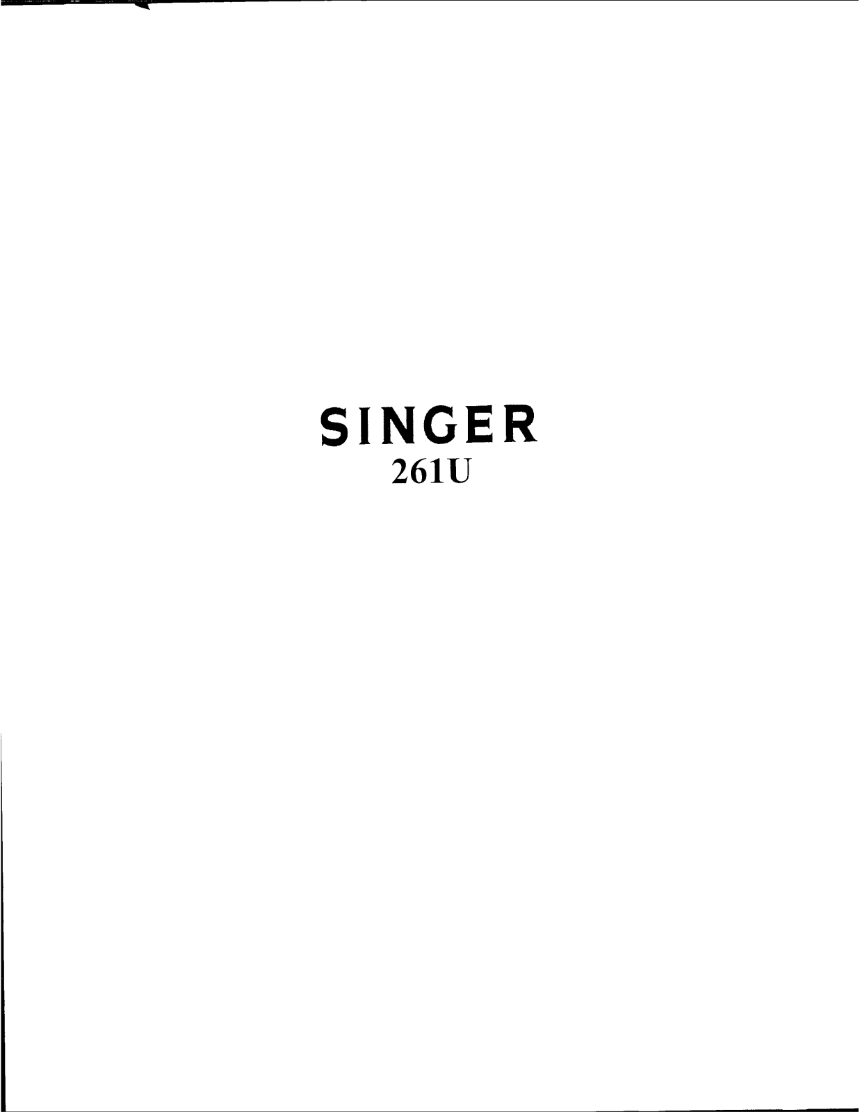 Singer 261U User Manual