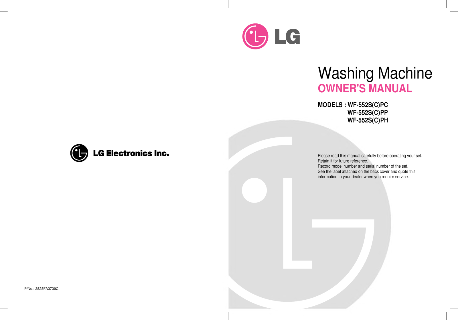 LG WF-552SPP, WF-552SPC User Manual