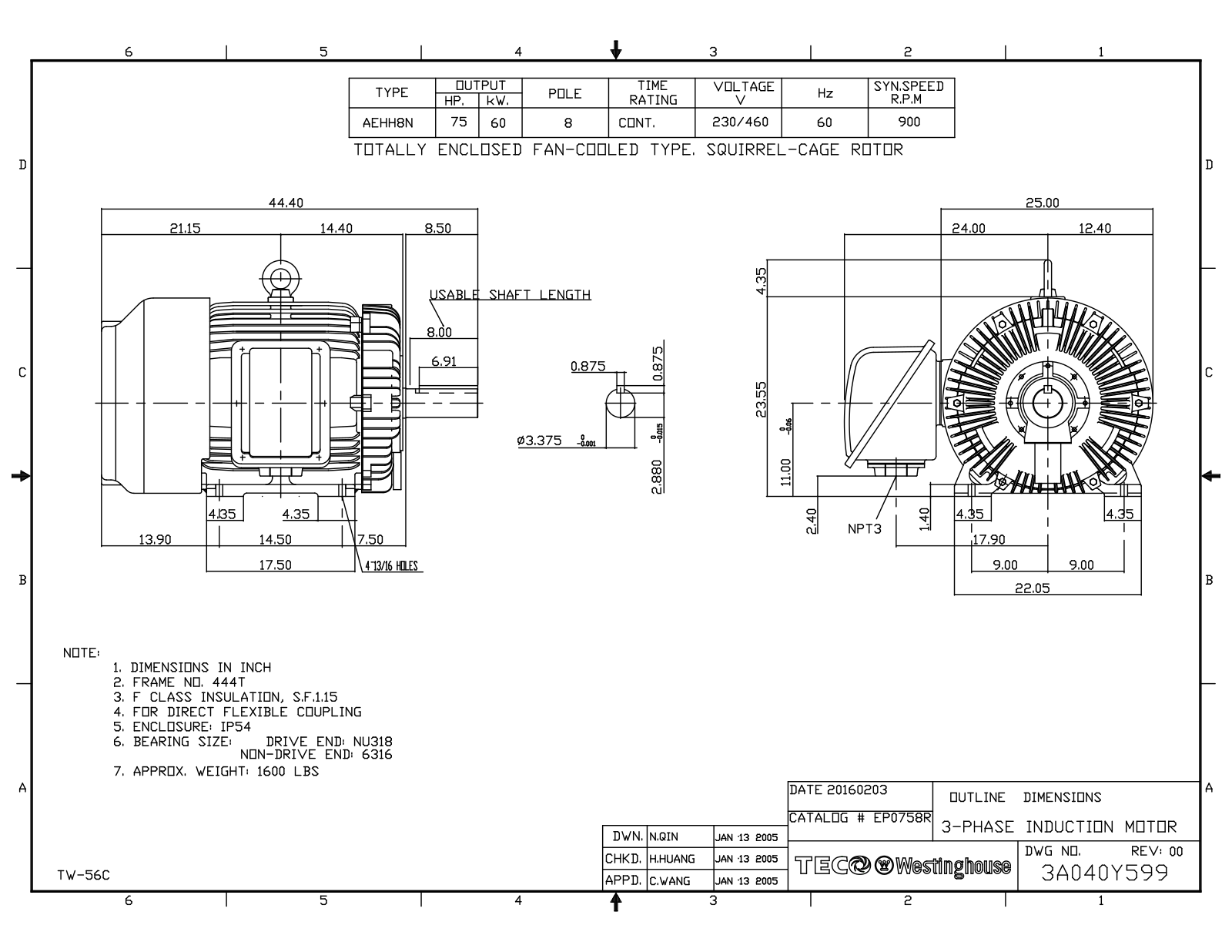 Teco EP0758R Reference Drawing