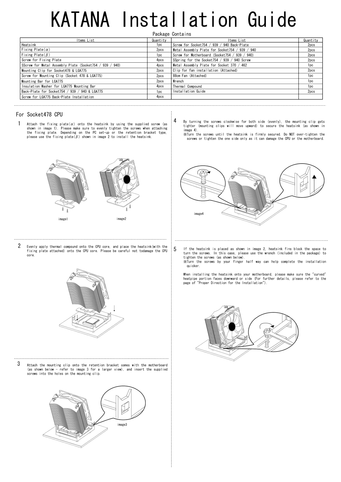 Scythe KATANA CPU COOLER User Manual